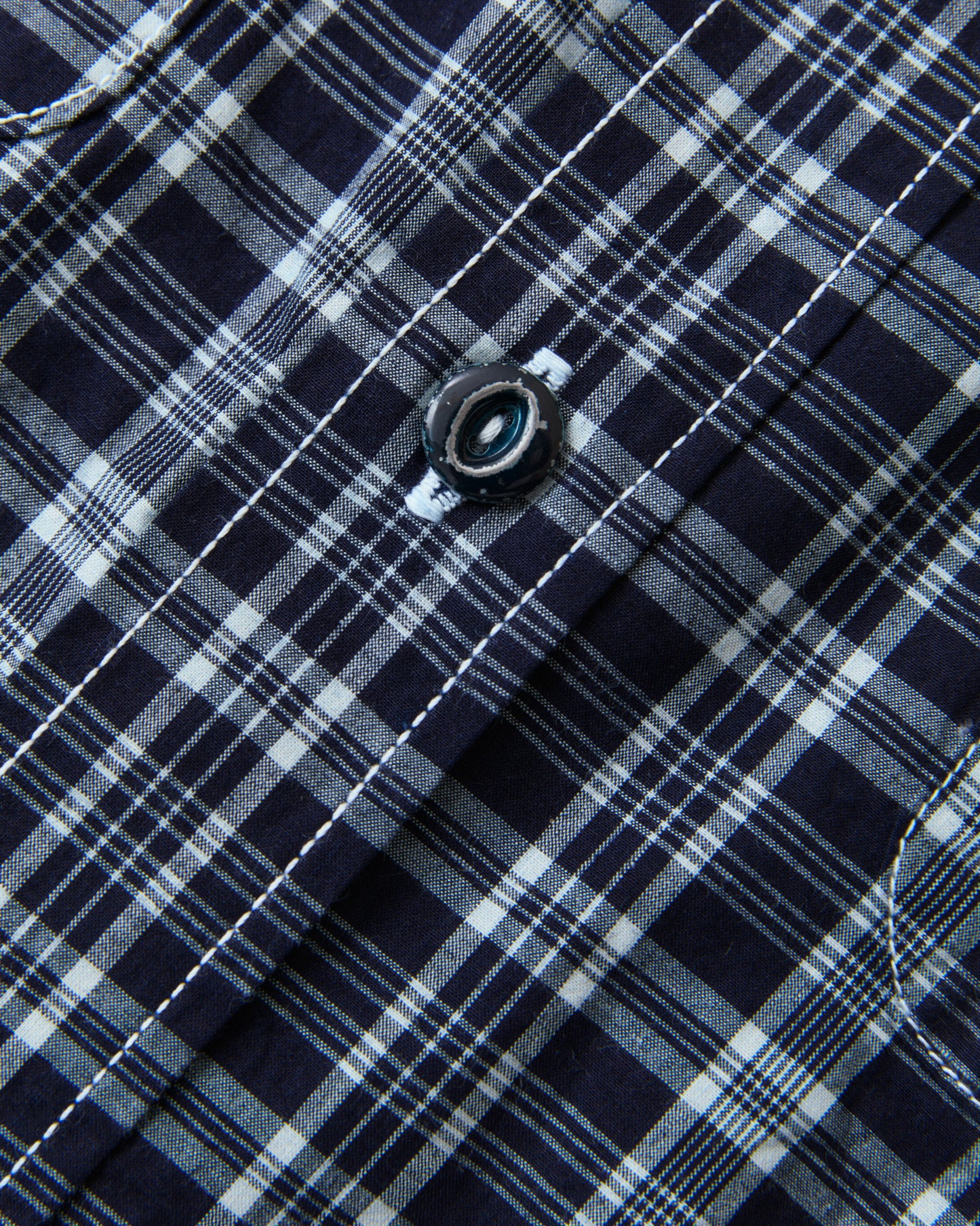 Sugar Cane & Co Fiction Romance 4 Oz Indigo Check Work Shirt SC29672