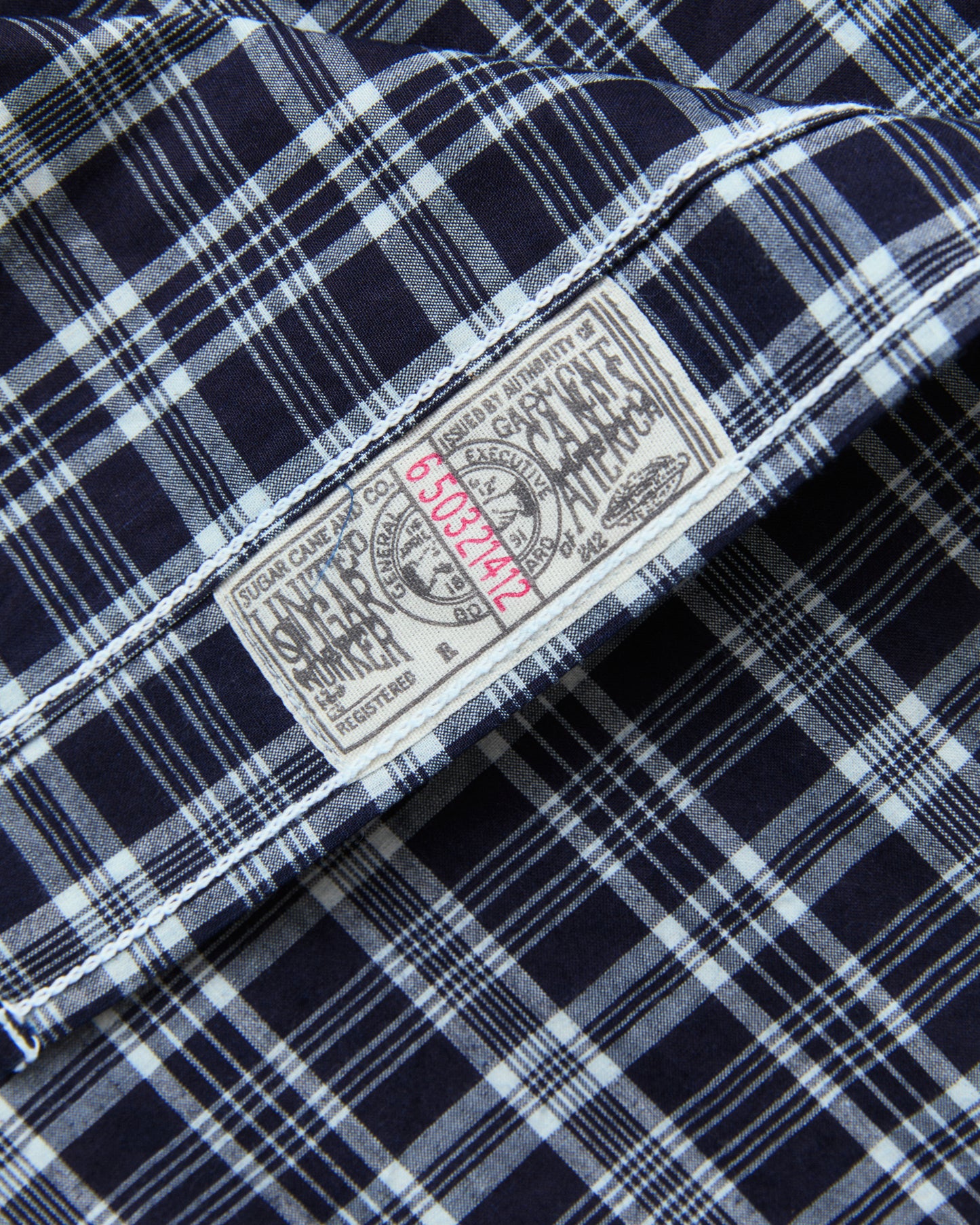 Sugar Cane & Co Fiction Romance 4 Oz Indigo Check Work Shirt SC29672
