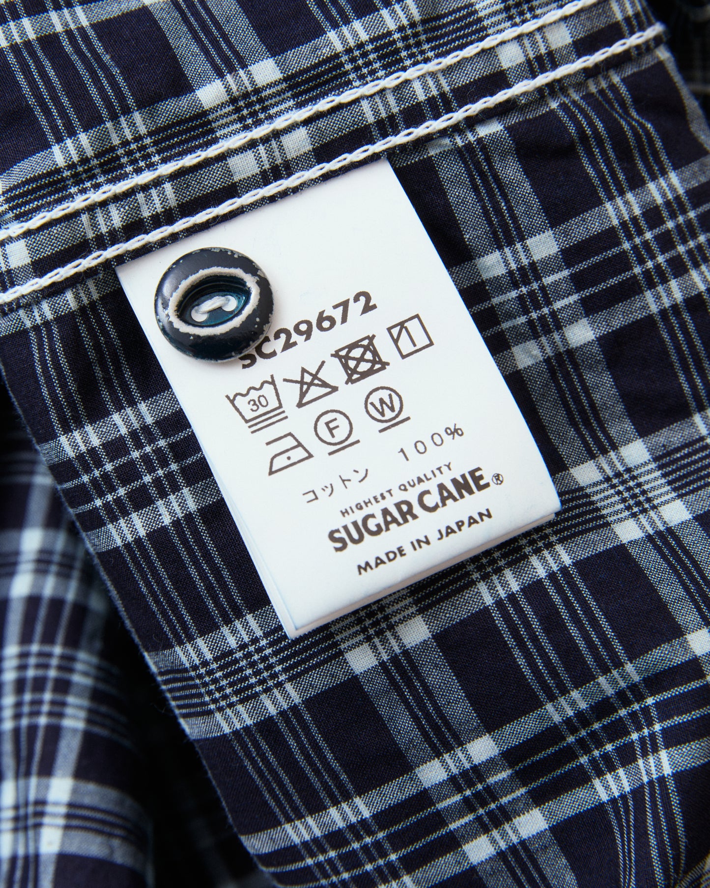 Sugar Cane & Co Fiction Romance 4 Oz Indigo Check Work Shirt SC29672