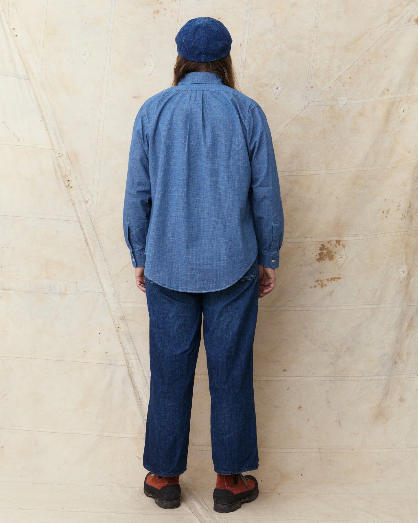 OrSlow 01-8112-C84K Button Down Chambray Shirt Checked Cotton