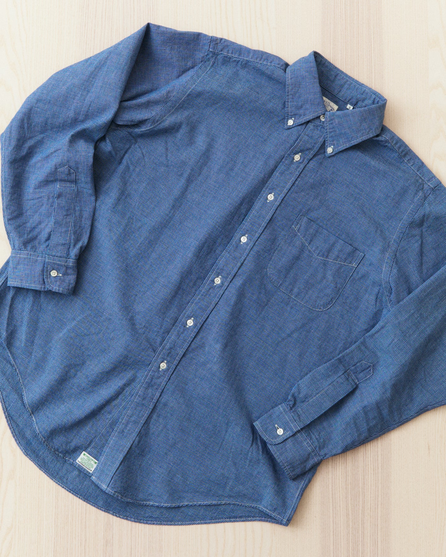 OrSlow 01-8112-C84K Button Down Chambray Shirt Checked Cotton