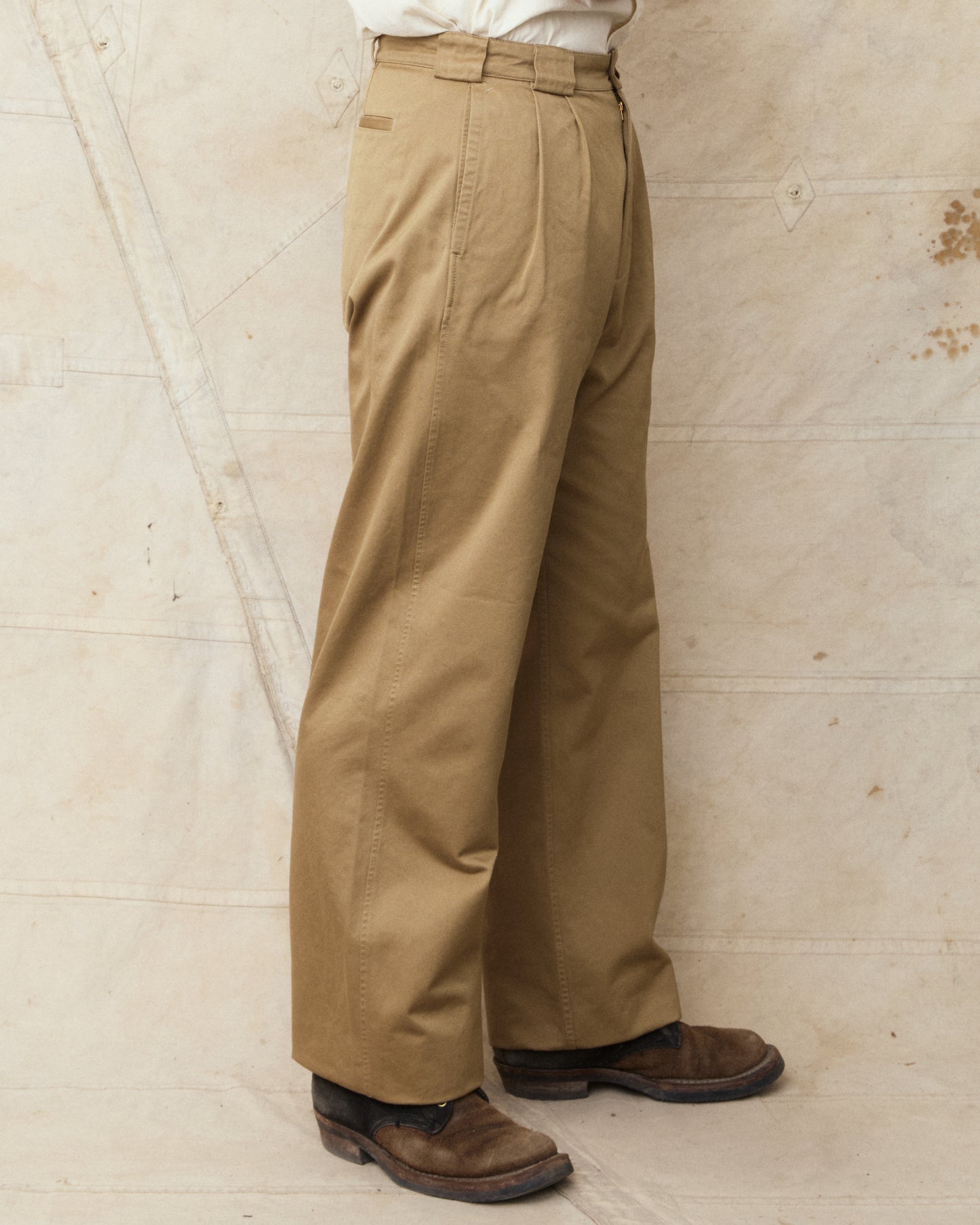 Gråbrodern Eke Pleat Relaxed Chino Italian Khaki Twill Light Rinse