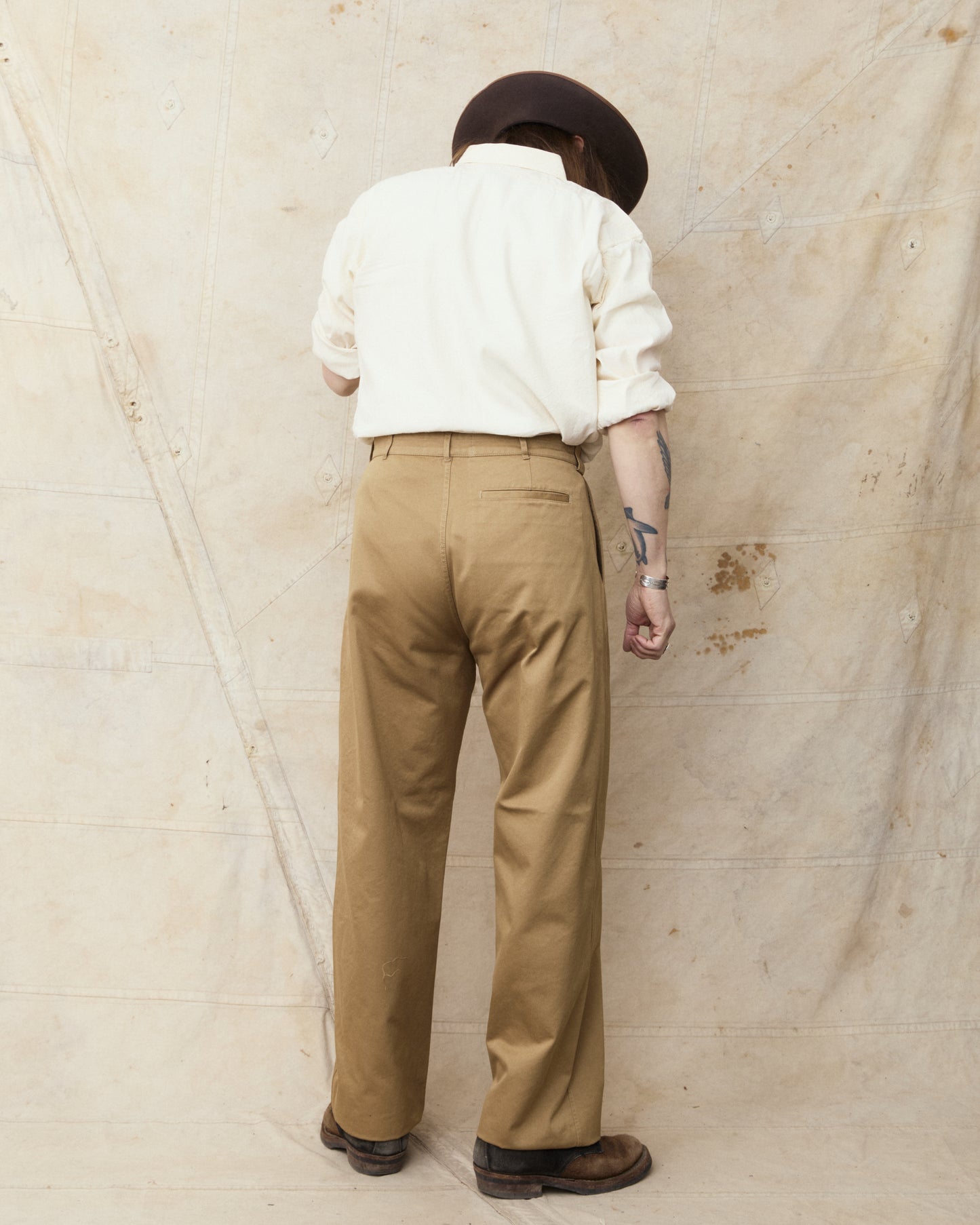 Gråbrodern Eke Pleat Relaxed Chino Italian Khaki Twill Light Rinse
