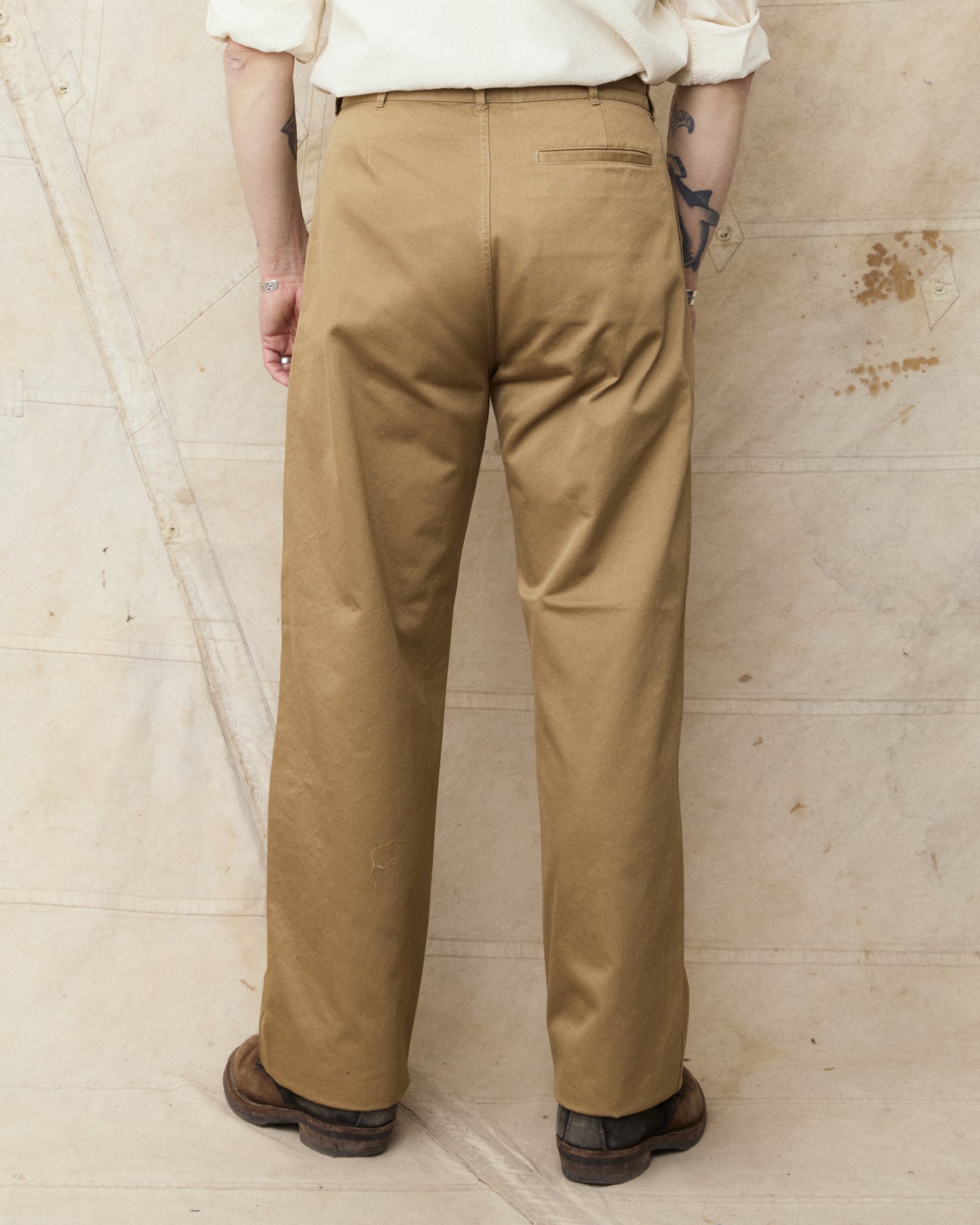 Gråbrodern Eke Pleat Relaxed Chino Italian Khaki Twill Light Rinse
