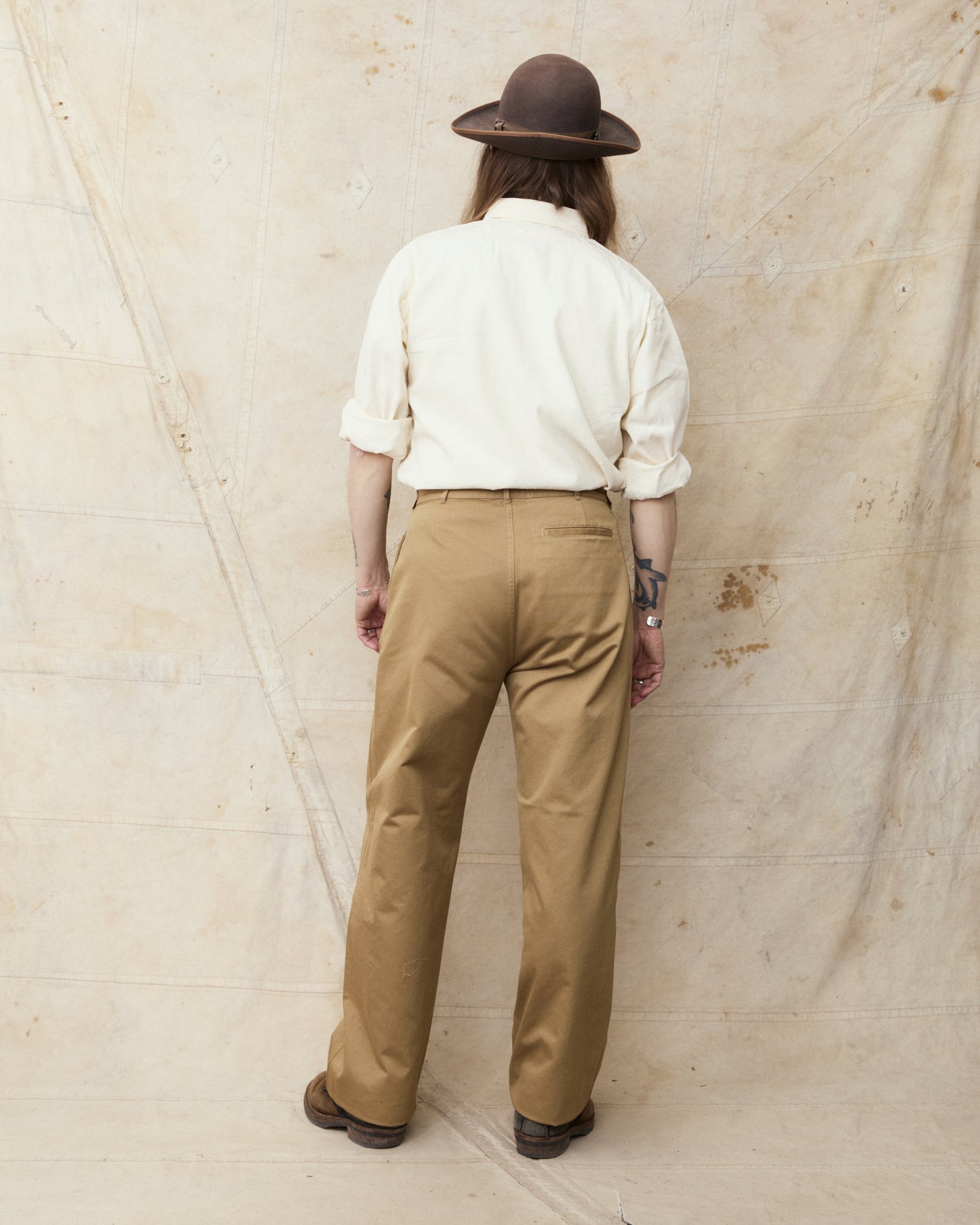 Gråbrodern Eke Pleat Relaxed Chino Italian Khaki Twill Light Rinse