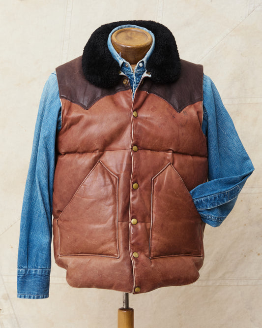 Vintage Rocky Mountain Featherbed Leather Down Vest Size 40