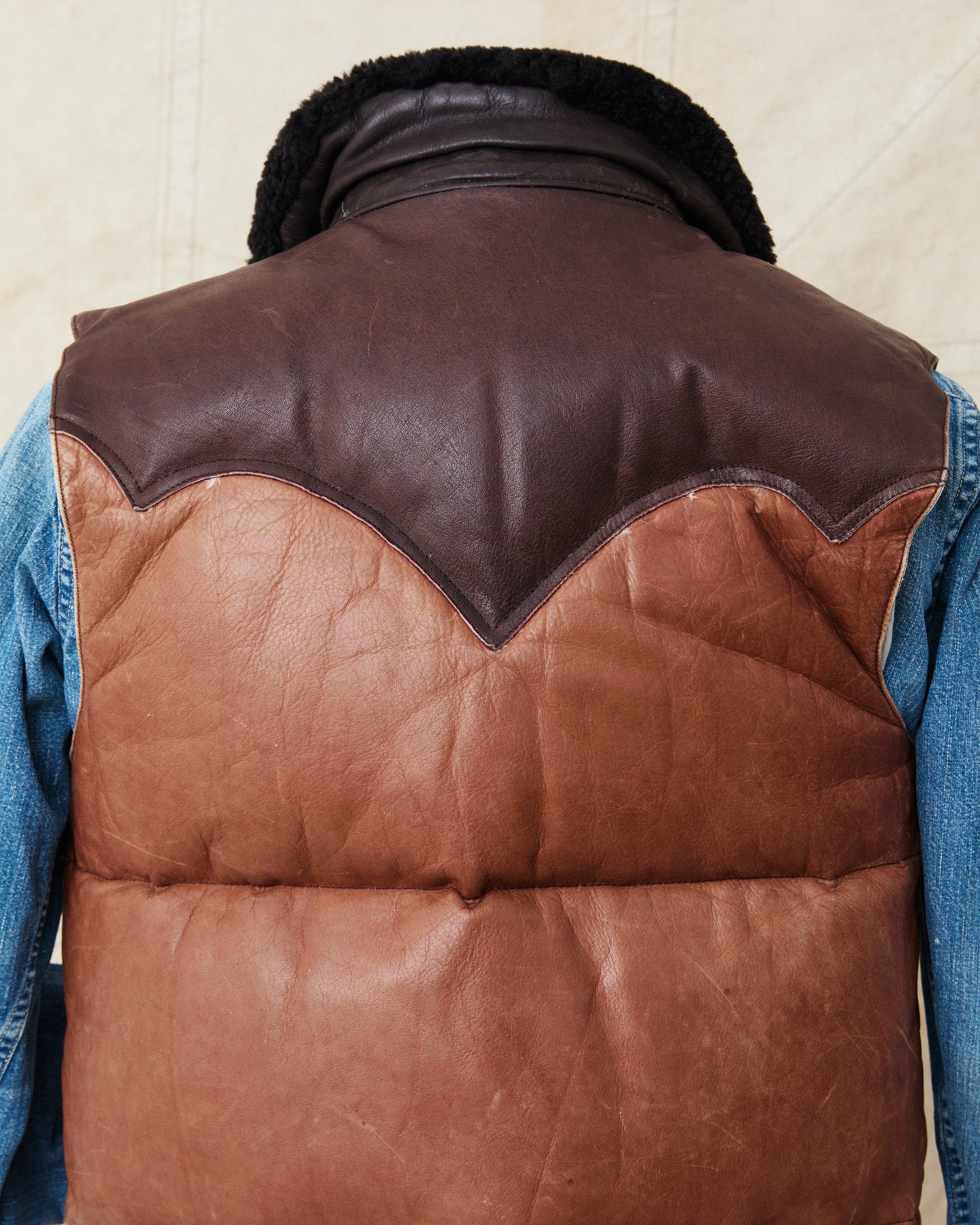 Vintage Rocky Mountain Featherbed Leather Down Vest Size 40