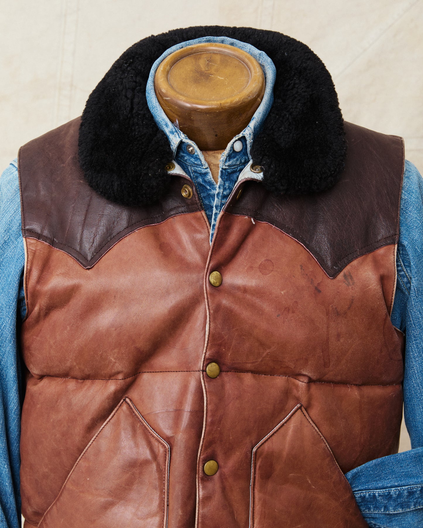 Vintage Rocky Mountain Featherbed Leather Down Vest Size 40