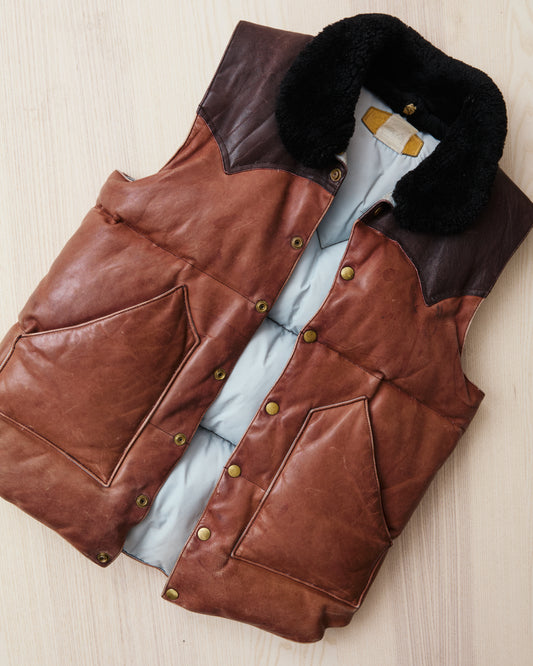 Vintage Rocky Mountain Featherbed Leather Down Vest Size 40