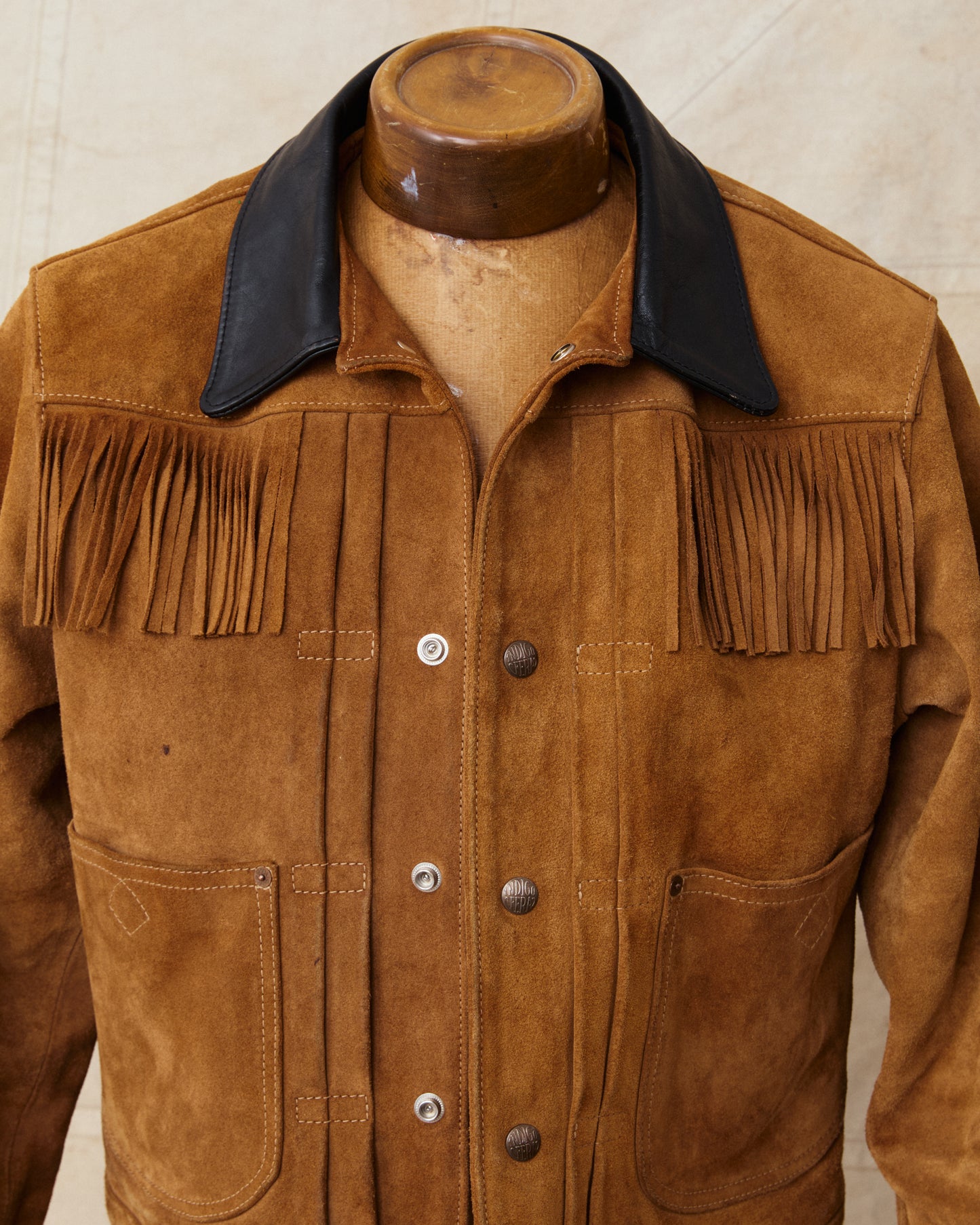 Second Hand Indigofera X Standard Strange Rolling Thunder Rough Out Leather Jacket