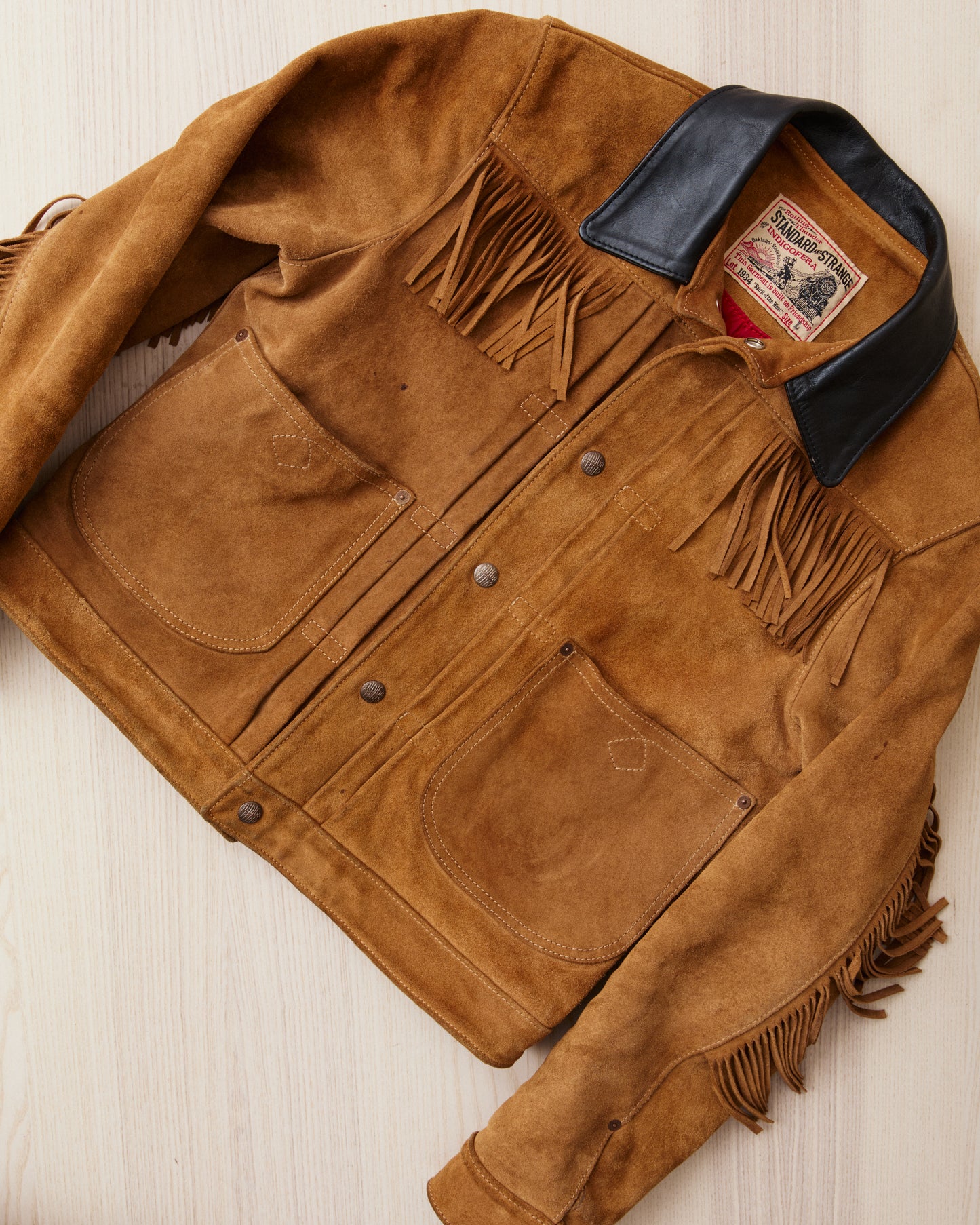 Second Hand Indigofera X Standard Strange Rolling Thunder Rough Out Leather Jacket