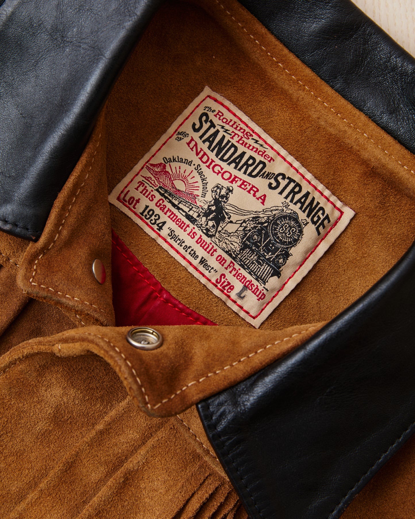 Second Hand Indigofera X Standard Strange Rolling Thunder Rough Out Leather Jacket