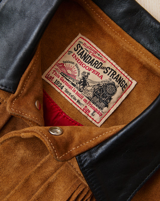 Second Hand Indigofera X Standard Strange Rolling Thunder Rough Out Leather Jacket