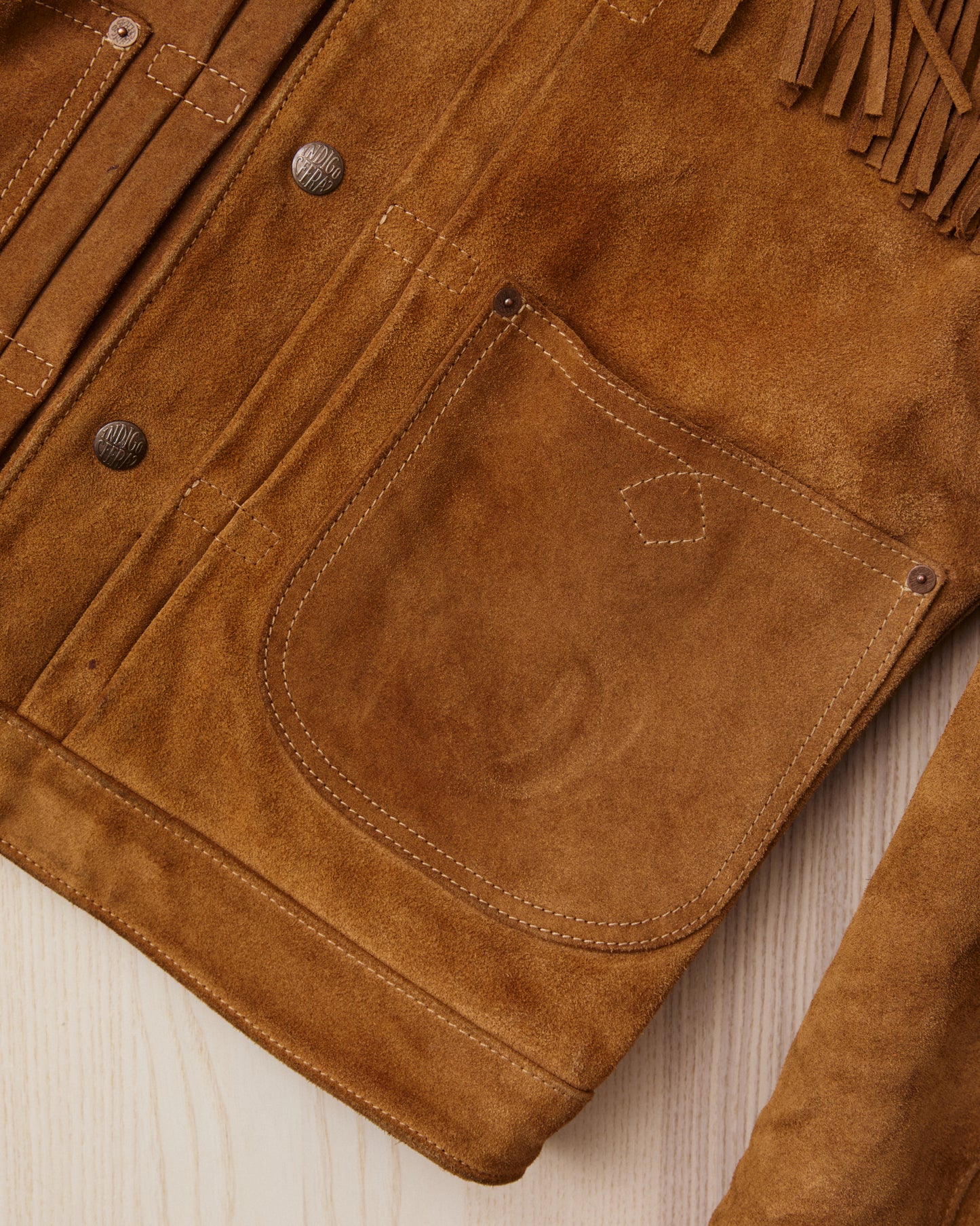 Second Hand Indigofera X Standard Strange Rolling Thunder Rough Out Leather Jacket