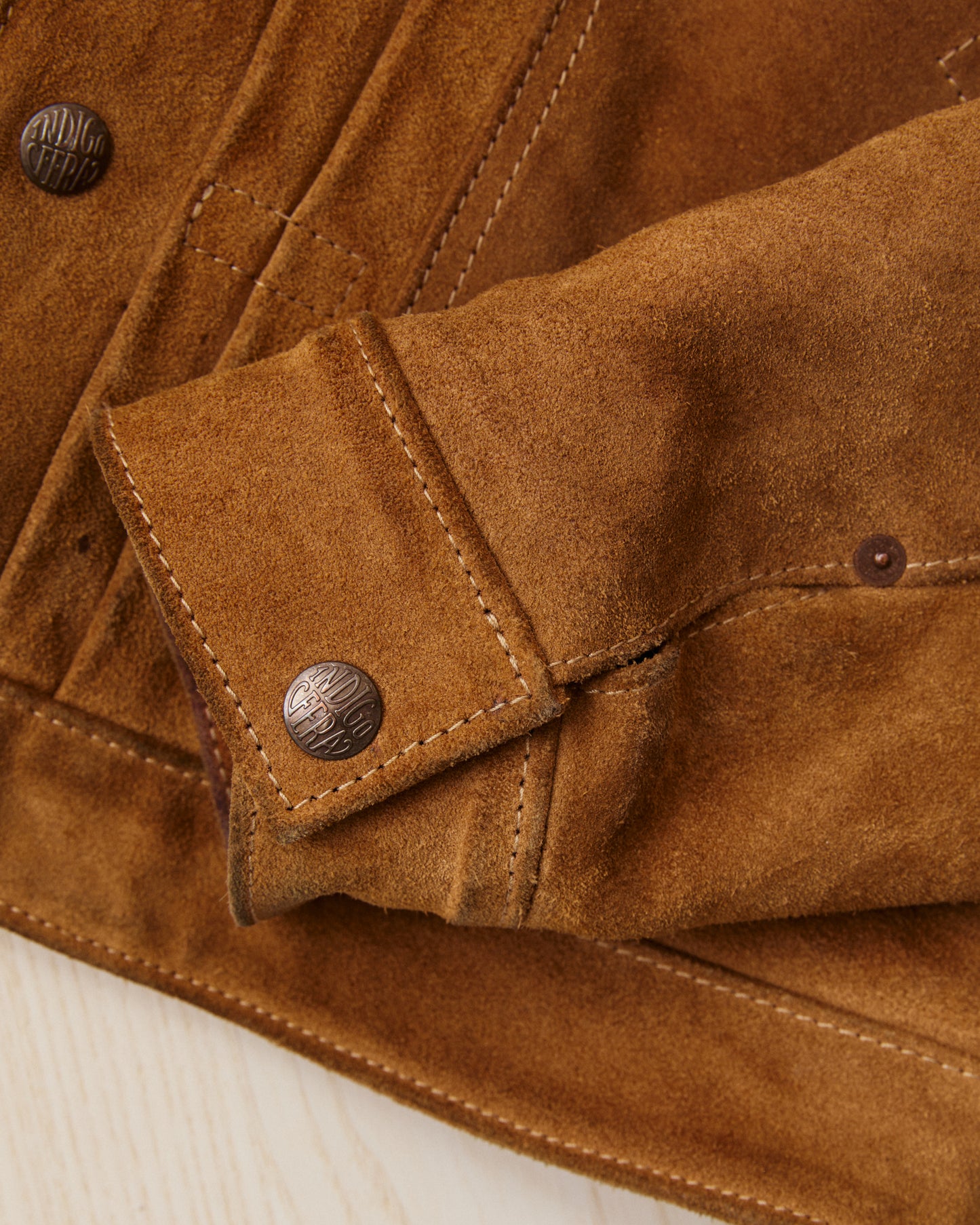 Second Hand Indigofera X Standard Strange Rolling Thunder Rough Out Leather Jacket