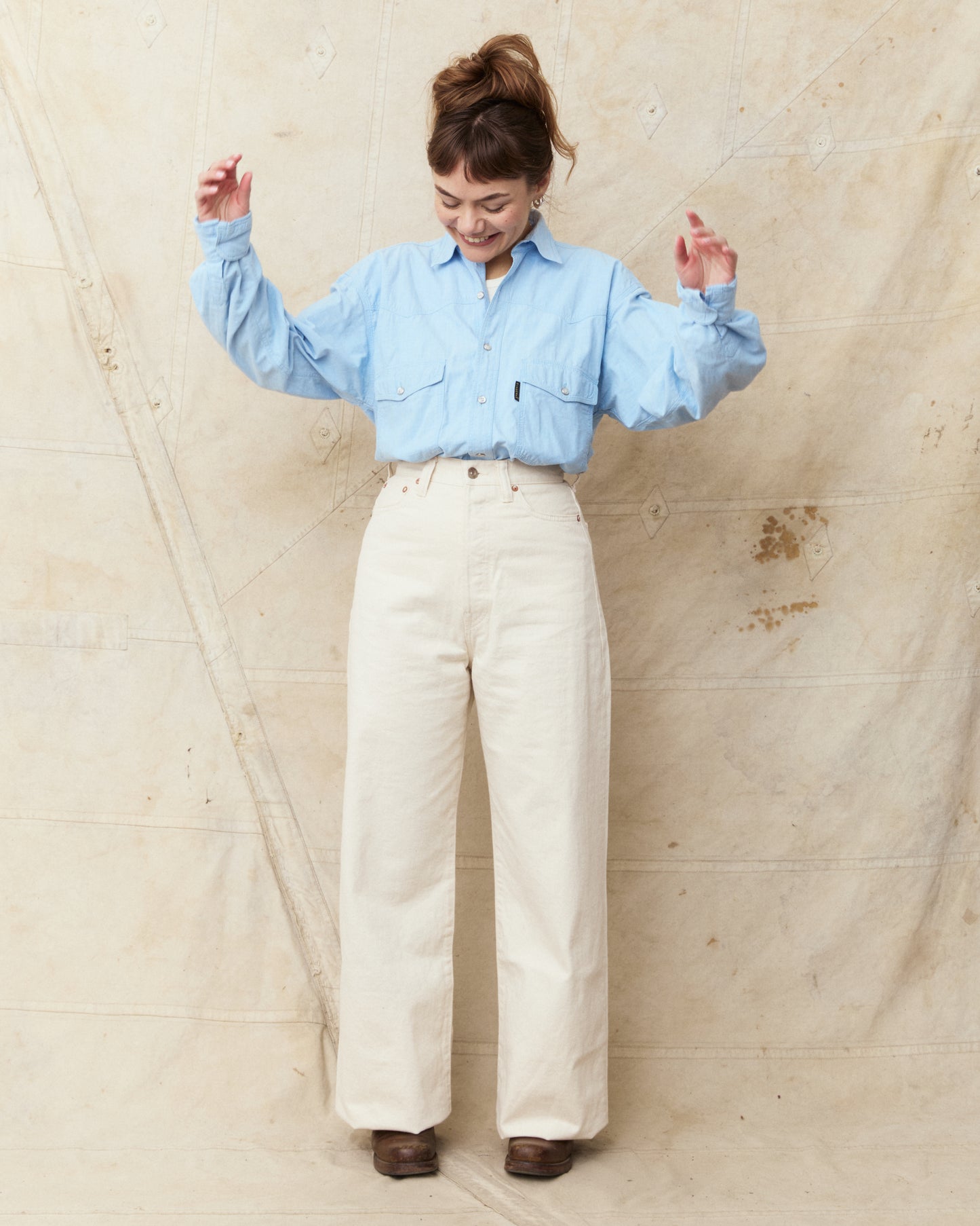 Bryceland's The Emmeline Label Janet Jeans Ecru One Wash