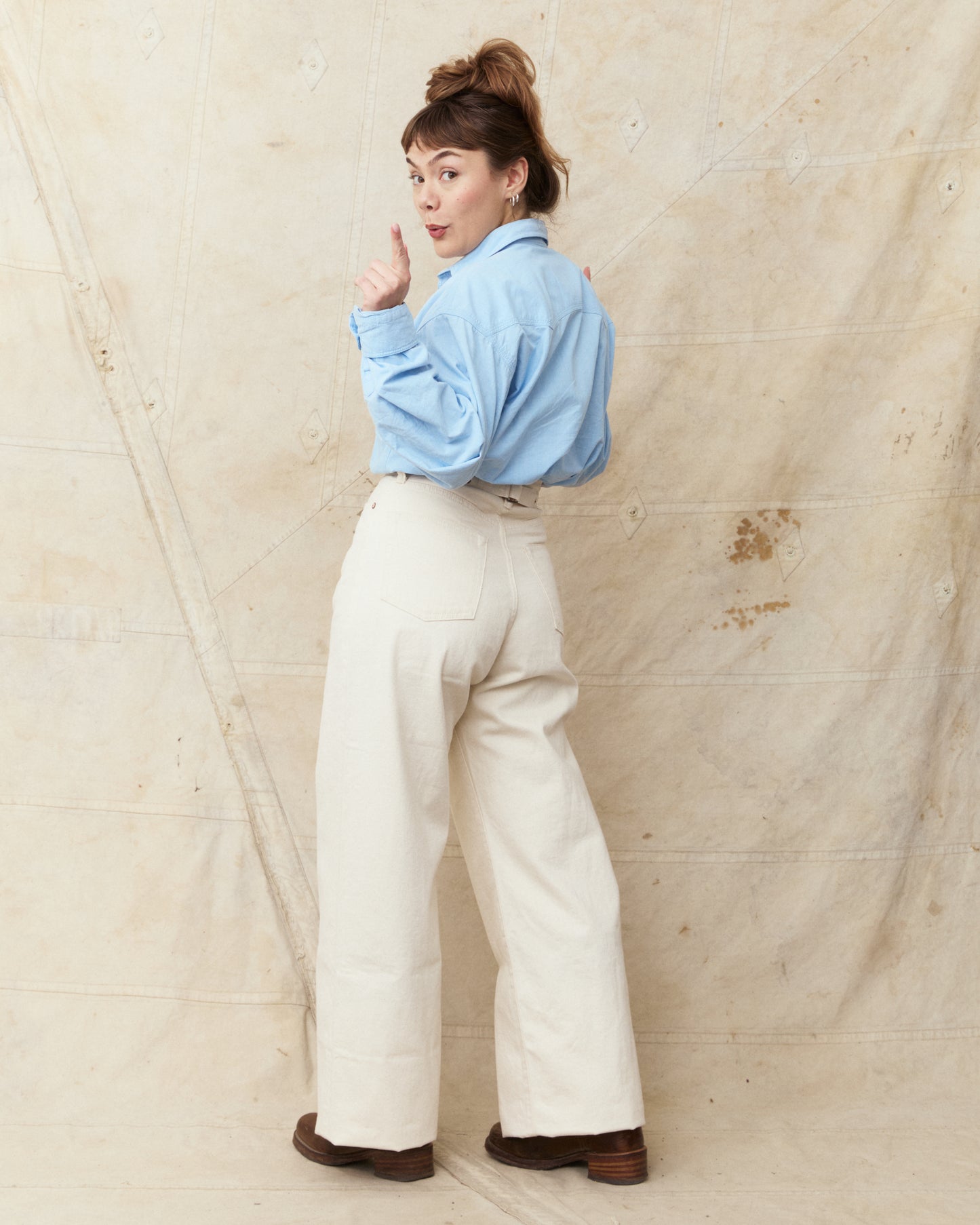 Bryceland's The Emmeline Label Janet Jeans Ecru One Wash