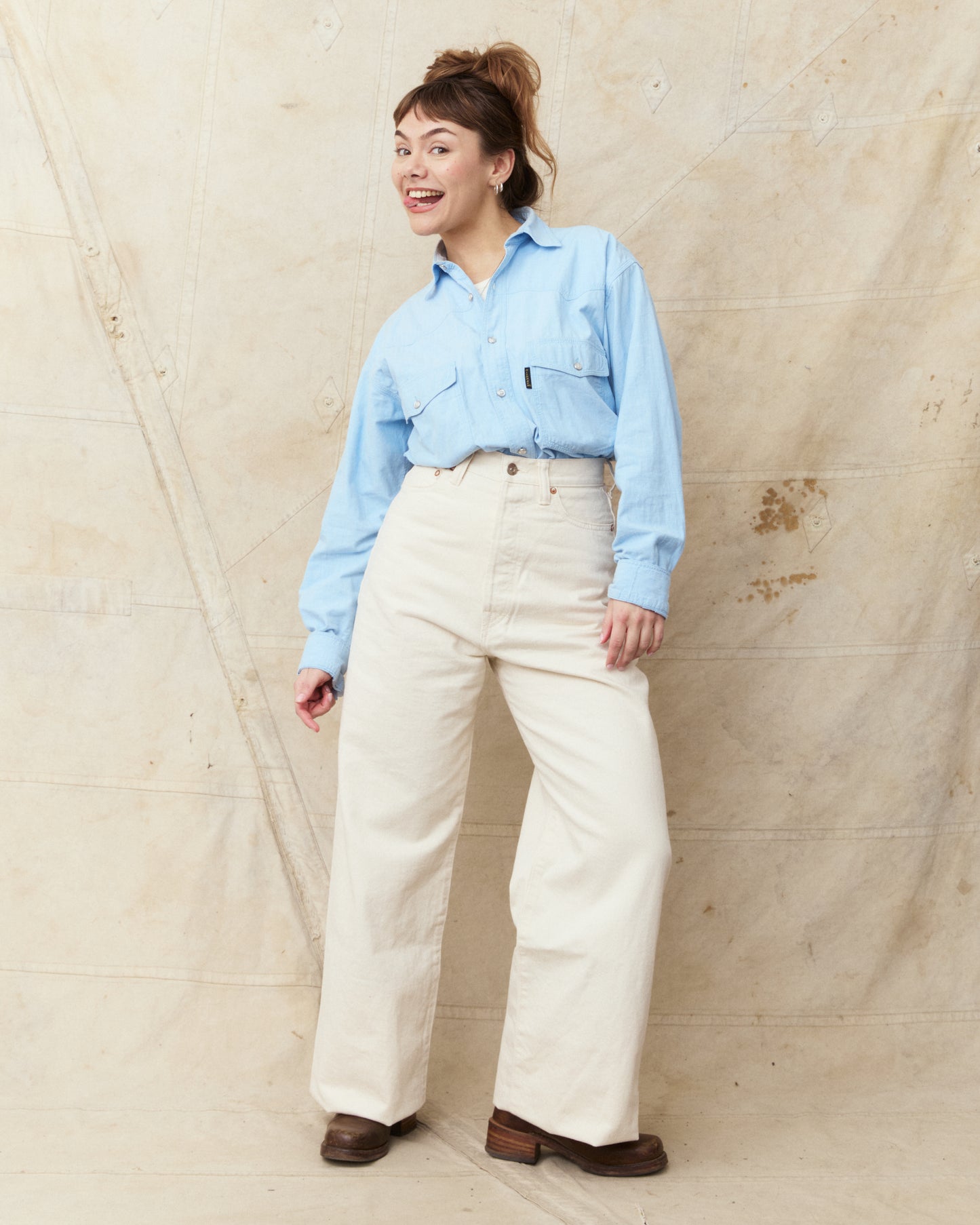 Bryceland's The Emmeline Label Janet Jeans Ecru One Wash