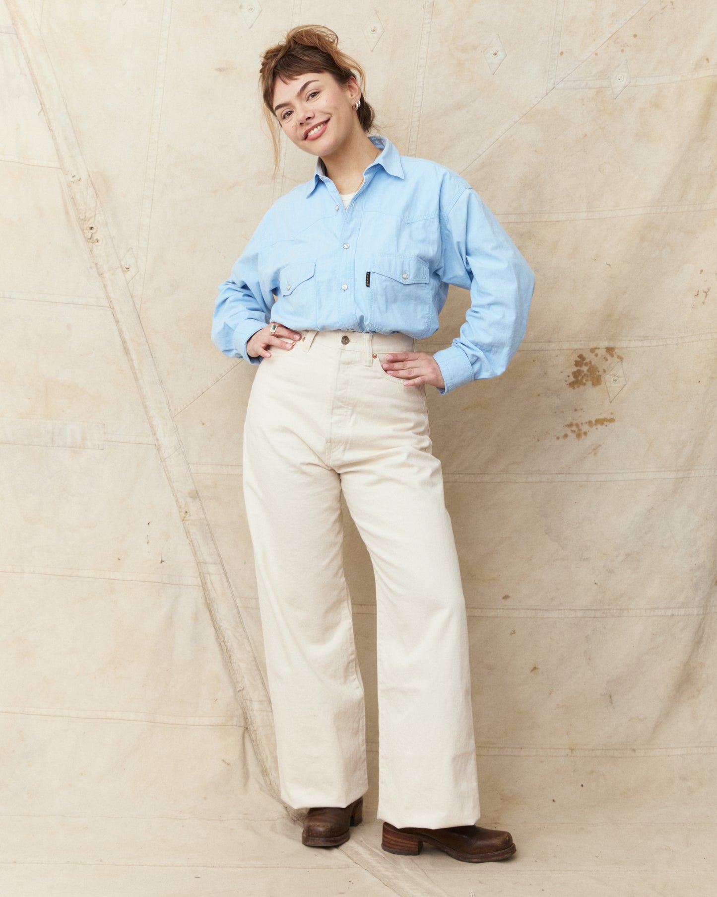Bryceland's The Emmeline Label Janet Jeans Ecru One Wash