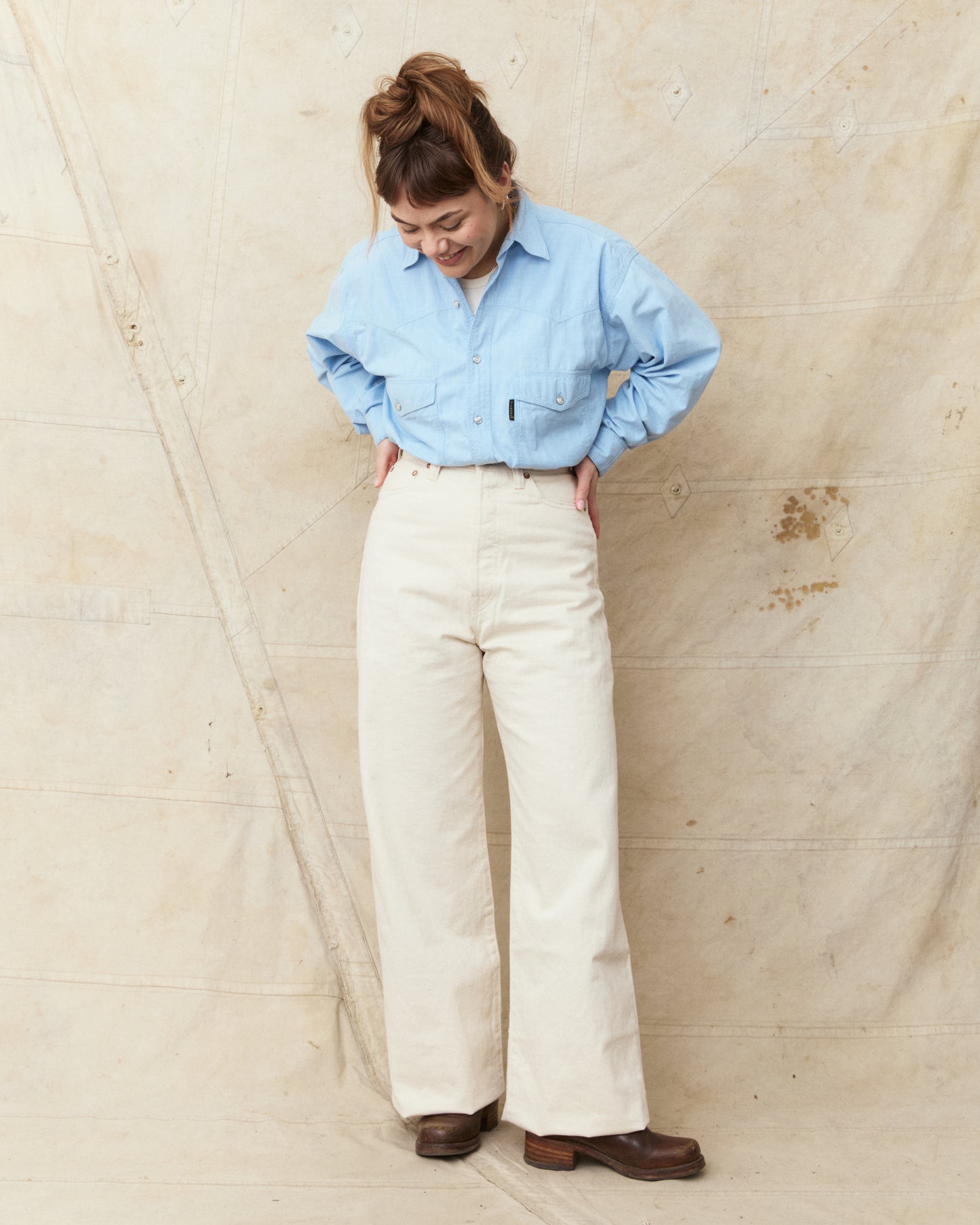 Bryceland's The Emmeline Label Janet Jeans Ecru One Wash