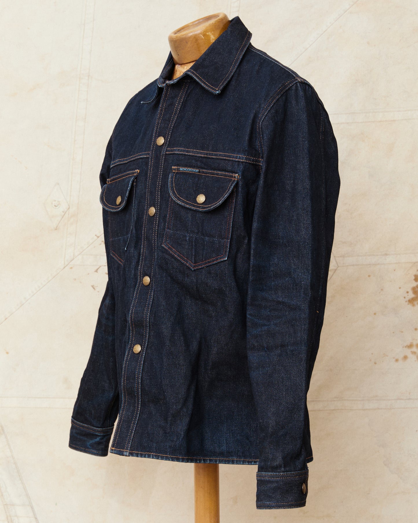 Second Hand Indigofera Fargo Fabric No 9 Denim Jacket Size M