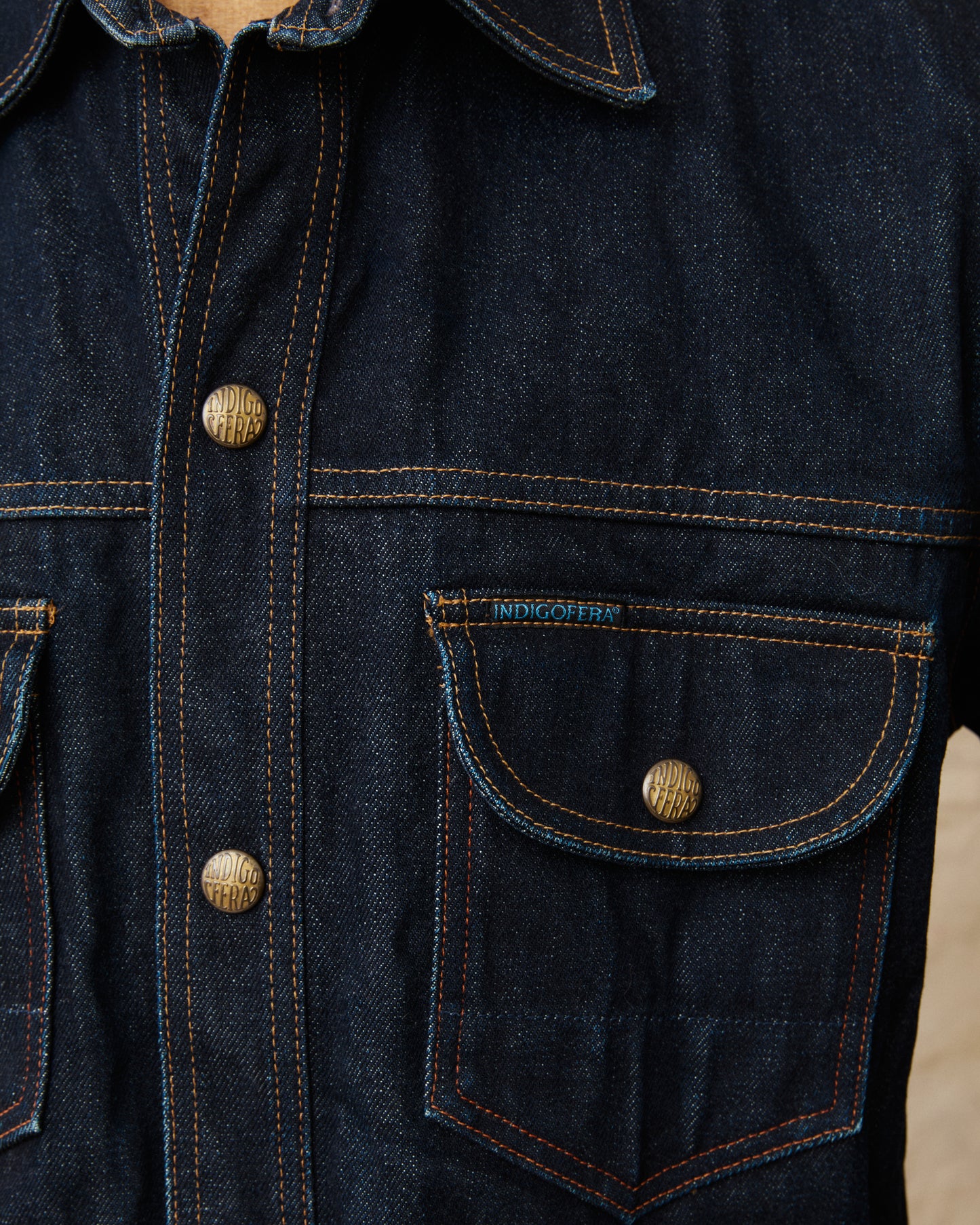 Second Hand Indigofera Fargo Fabric No 9 Denim Jacket Size M