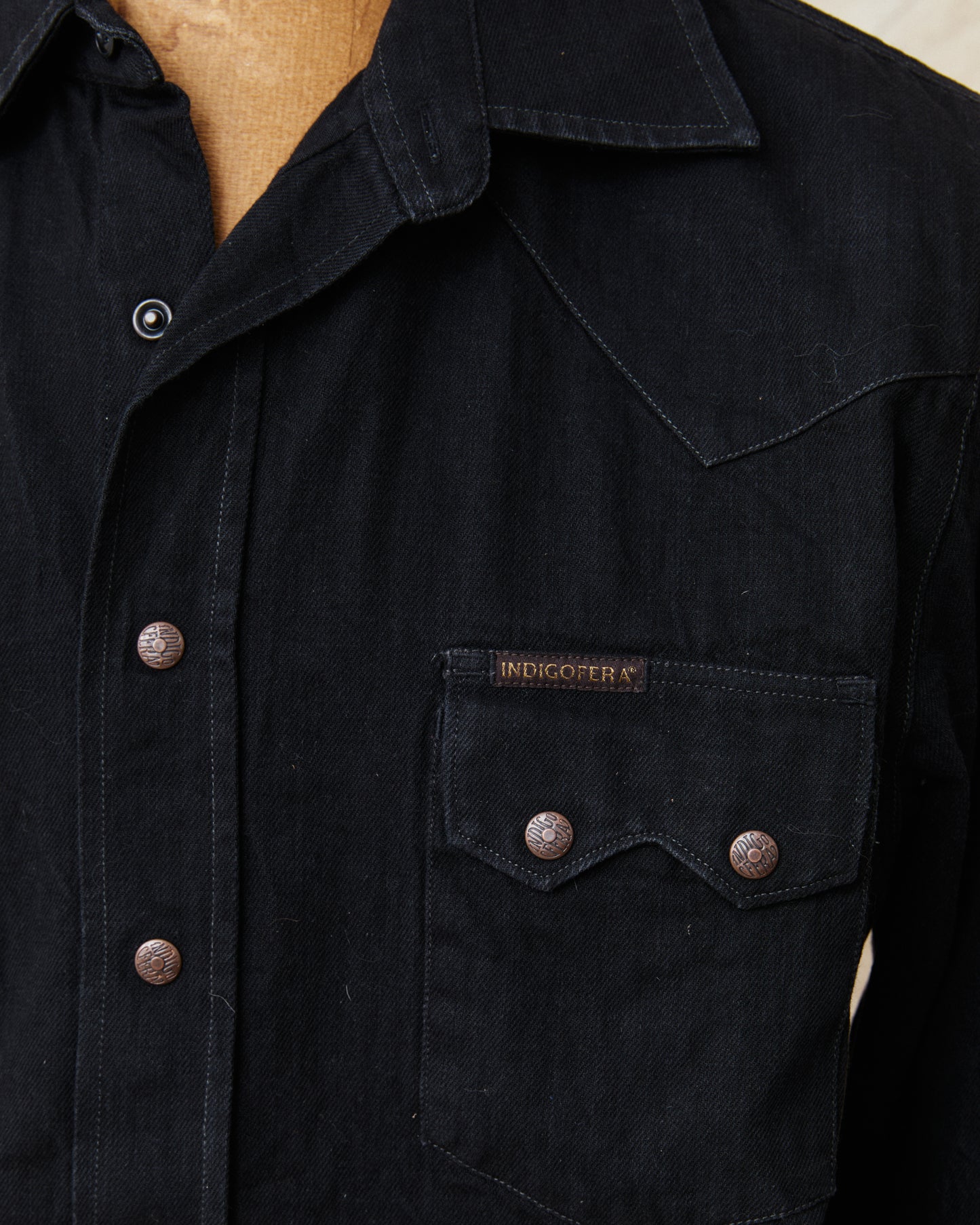 Second Hand Indigofera Ryman Shirt Black Denim Size L