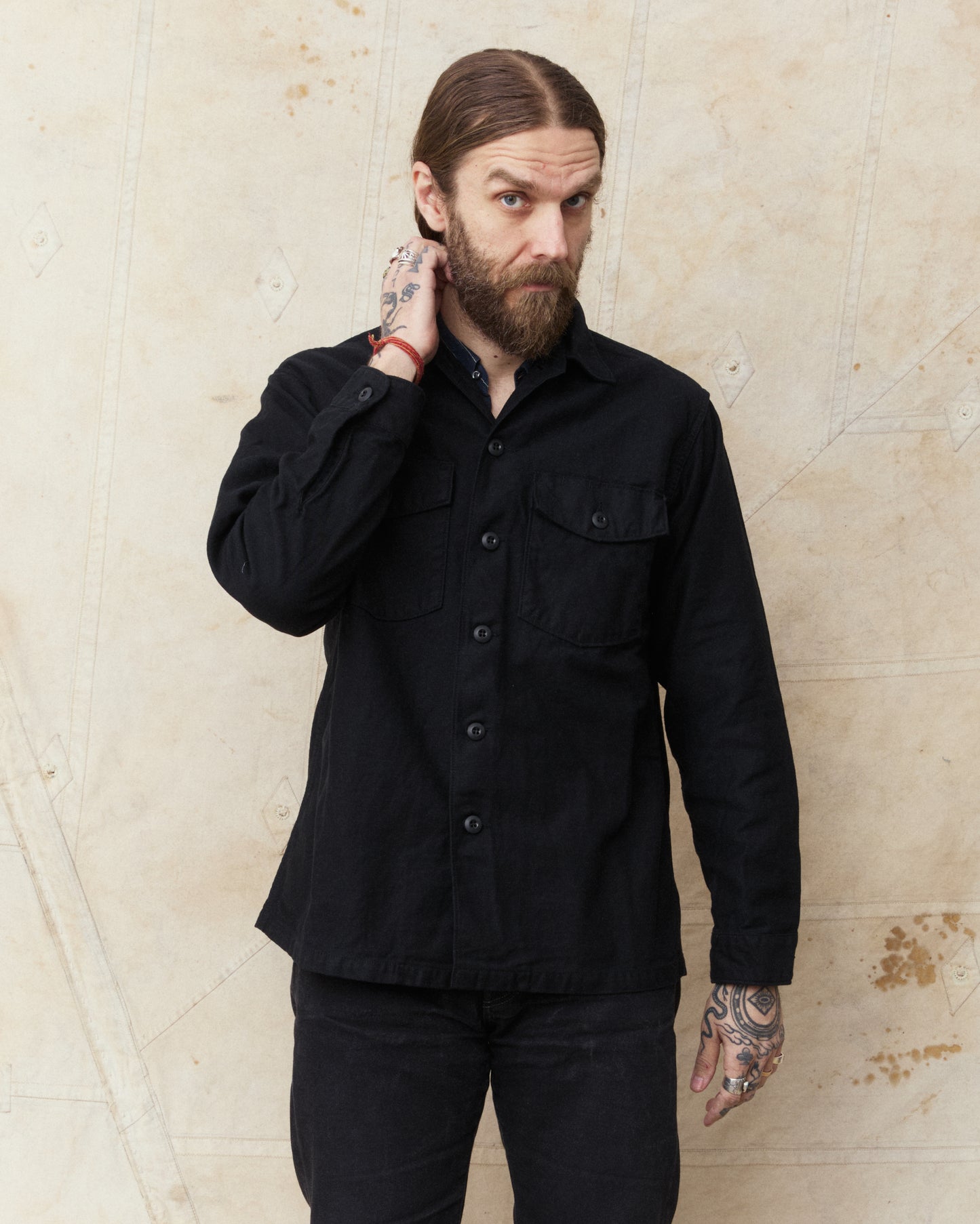 OrSlow 03-8045-J61K US Army Fatigue Shirt Black