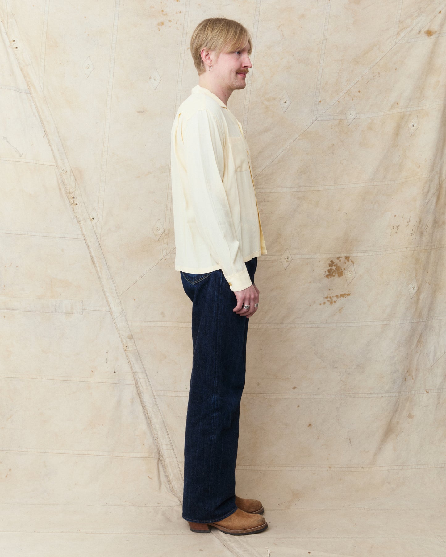 Style Eyes SE29660 Long Sleeved Rayon Bowling Shirt Off White