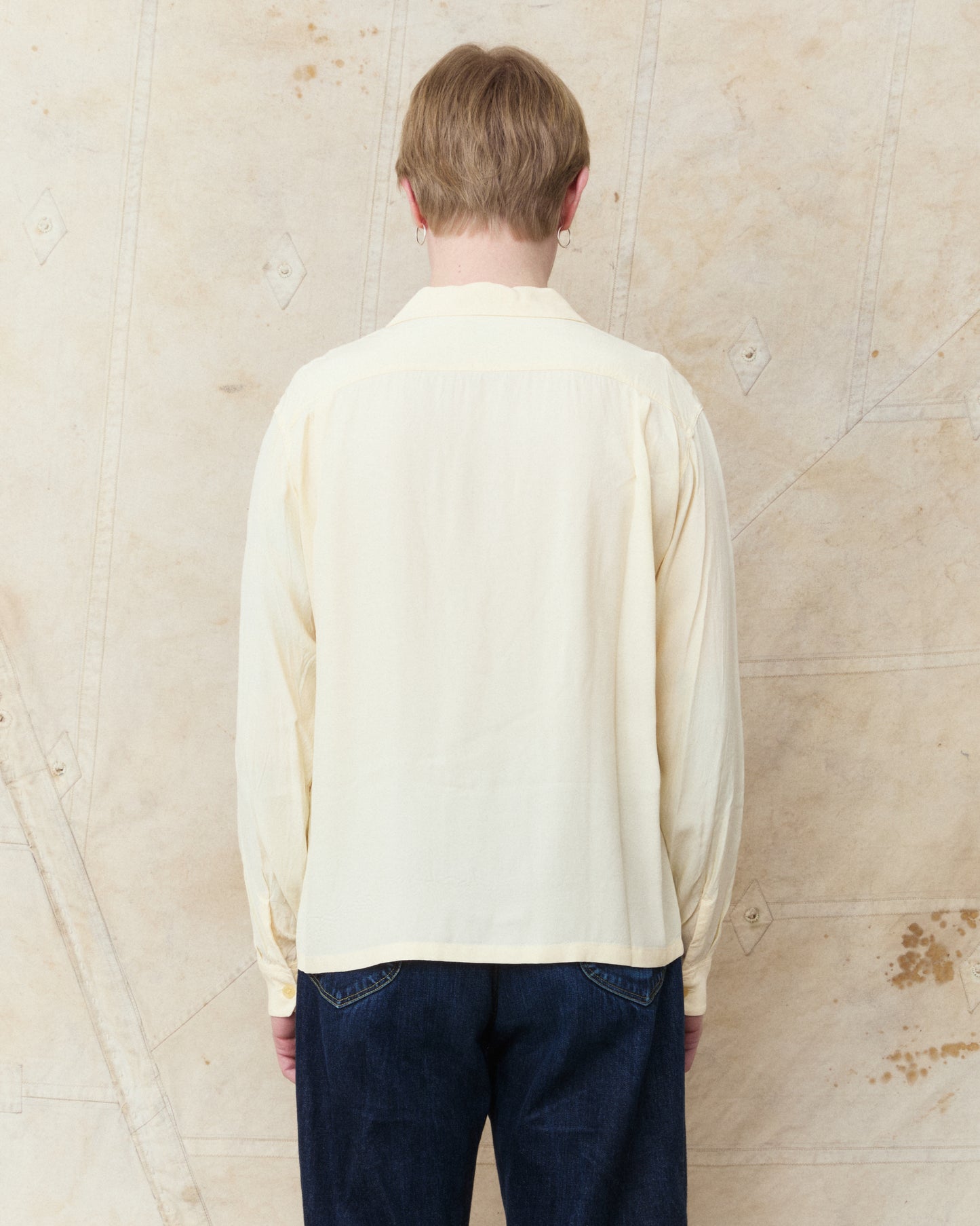 Style Eyes SE29660 Long Sleeved Rayon Bowling Shirt Off White