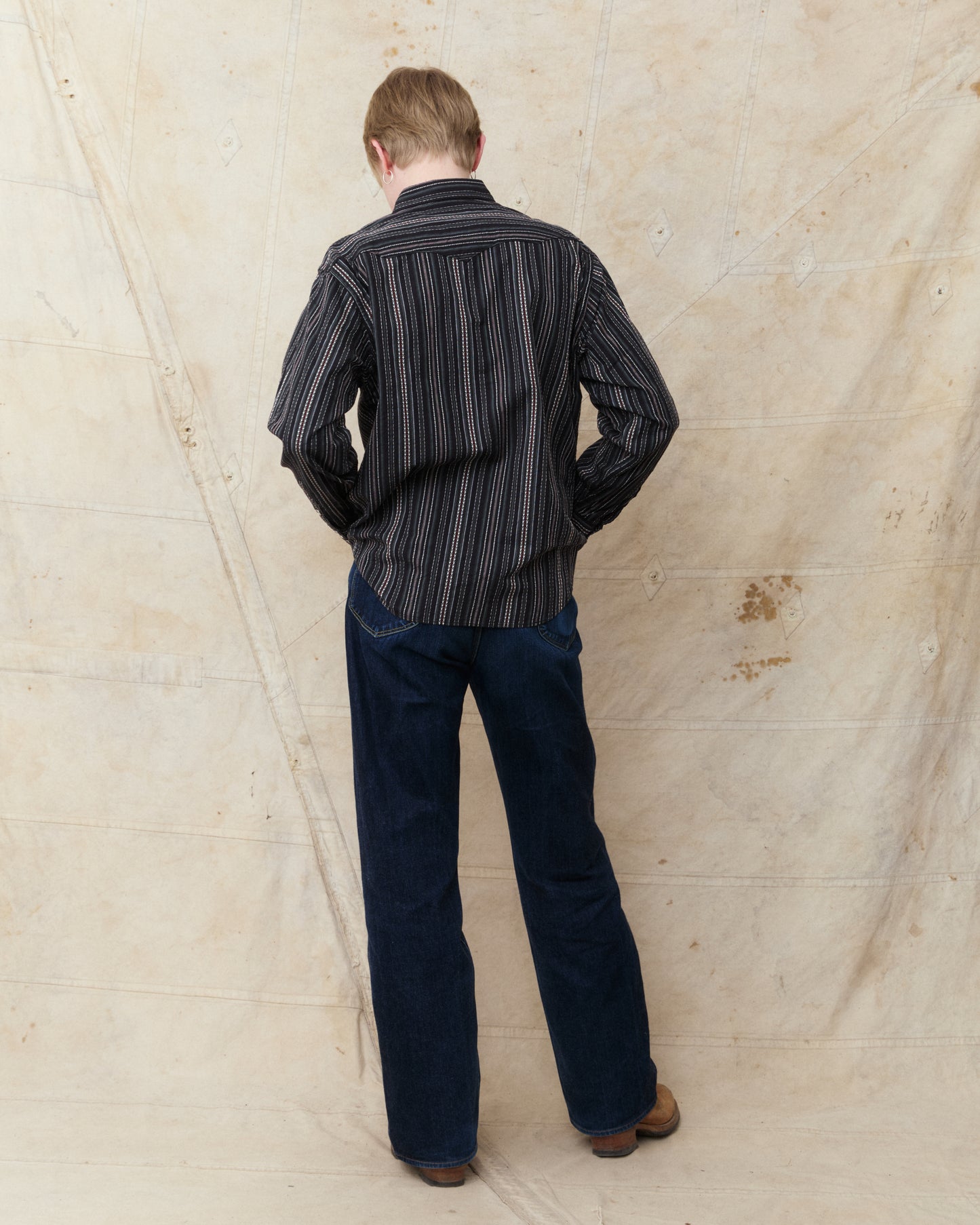 Sugar Cane & Co. Indigo Dobby Western Shirt Black SC29685
