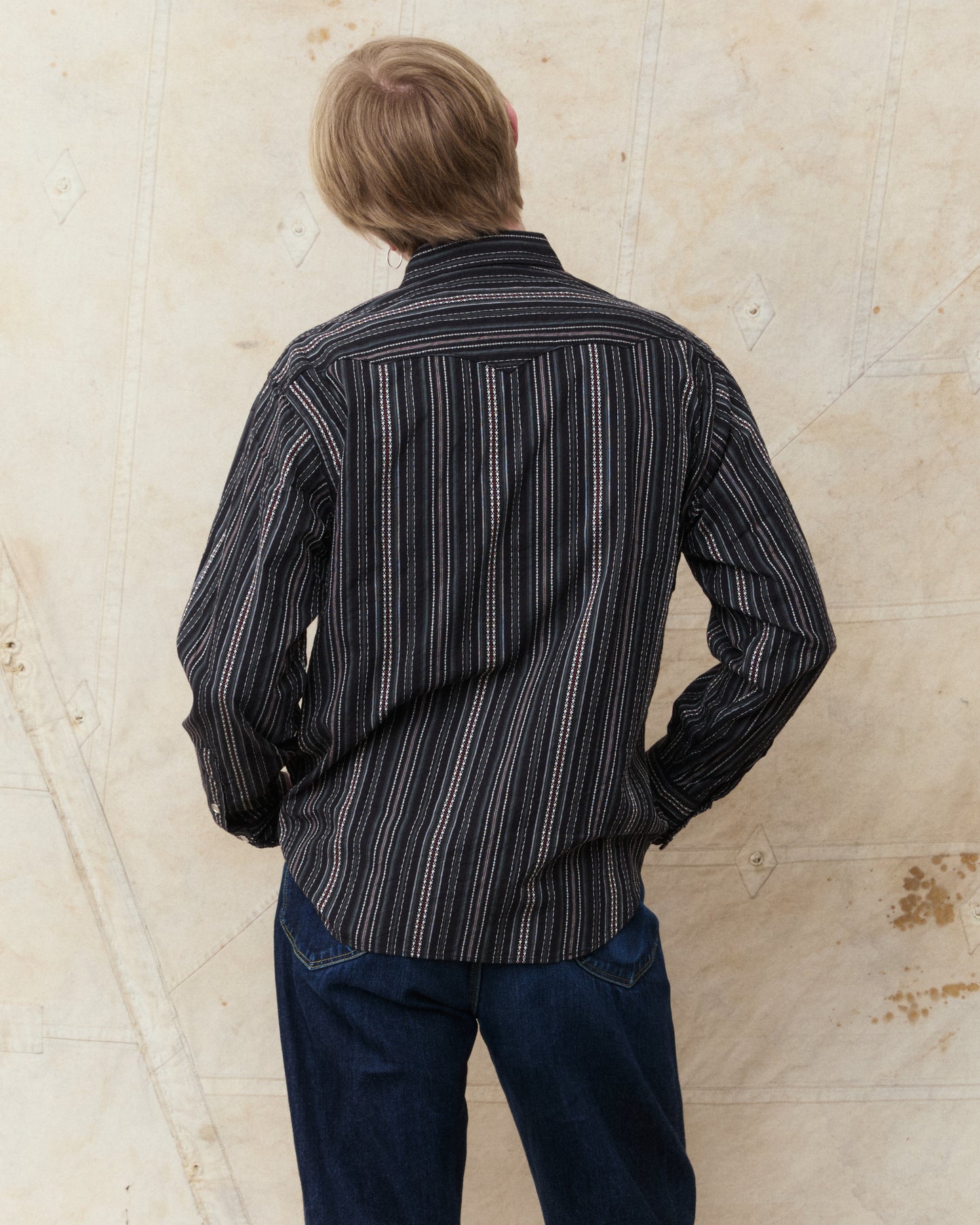Sugar Cane & Co. Indigo Dobby Western Shirt Black SC29685