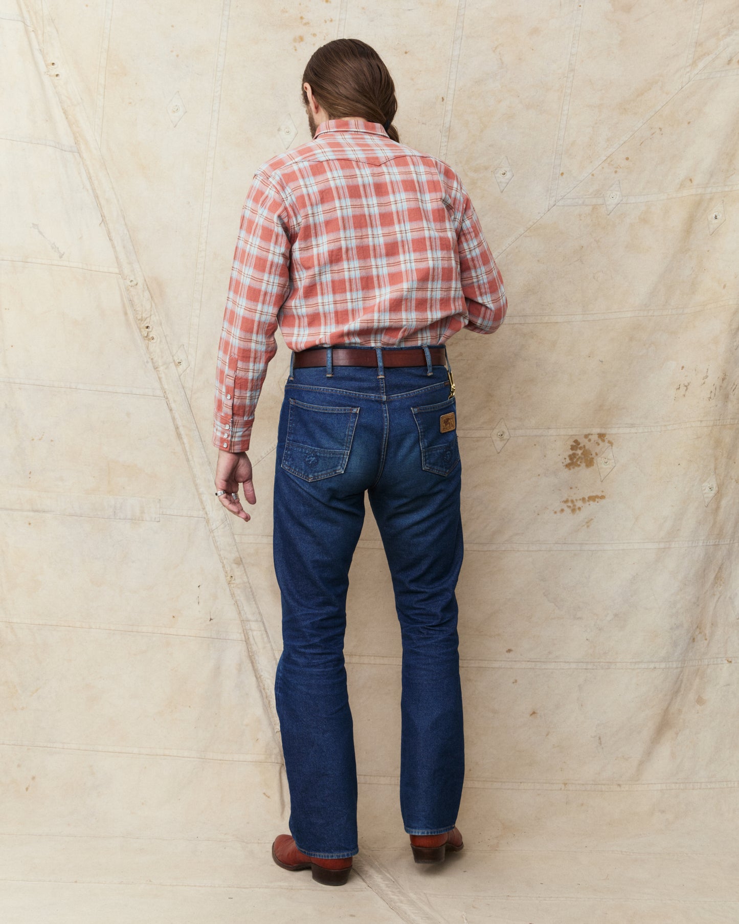 Sugar Cane & Co. SC29687 Washer Herringbone Check Western Shirt Red