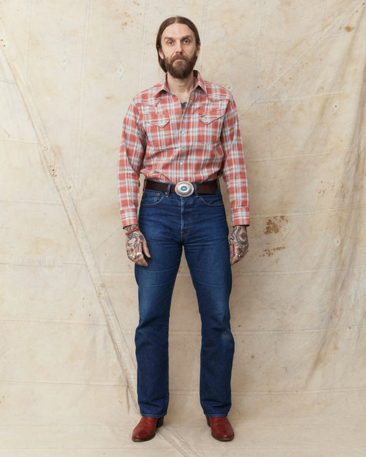 Sugar Cane & Co. SC29687 Washer Herringbone Check Western Shirt Red