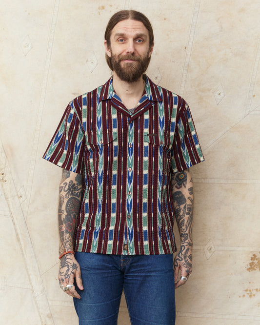 Indigofera Deville Printed Seersucker Wine/Ecru Shirt
