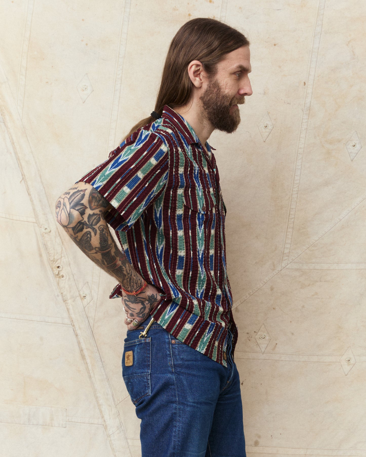 Indigofera Deville Printed Seersucker Wine/Ecru Shirt