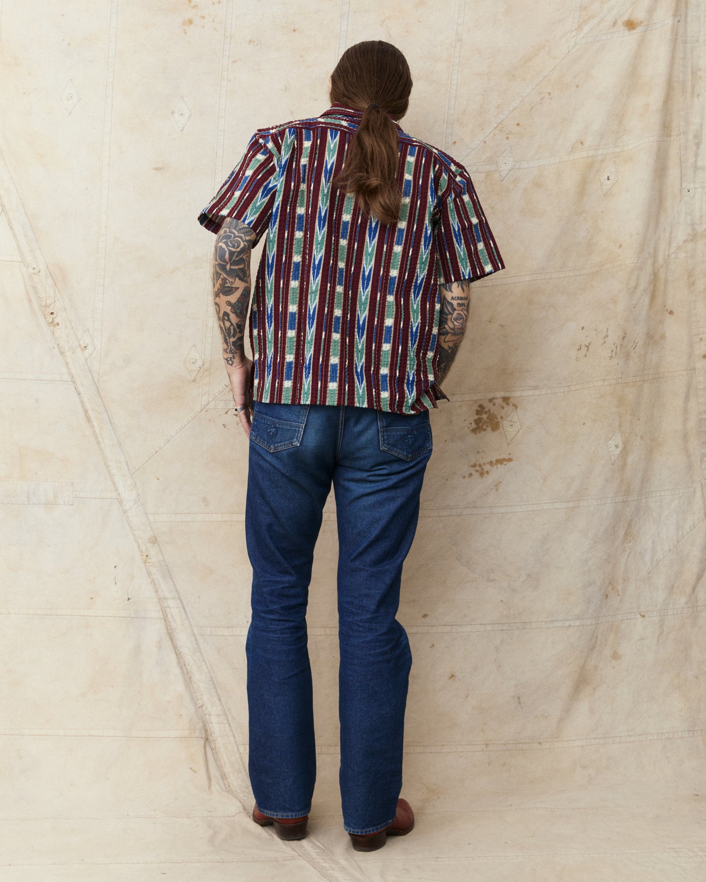 Indigofera Deville Printed Seersucker Wine/Ecru Shirt