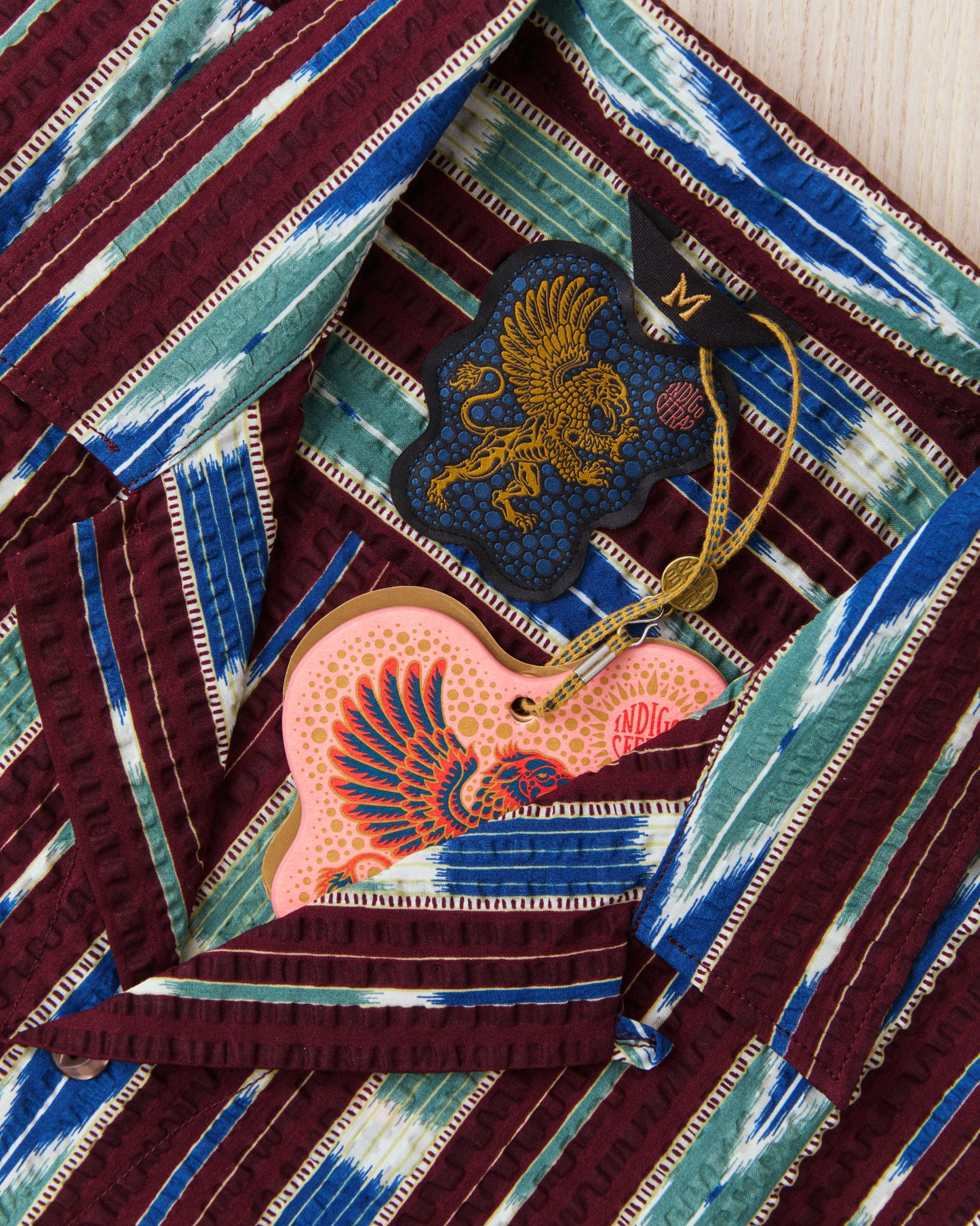 Indigofera Deville Printed Seersucker Wine/Ecru Shirt