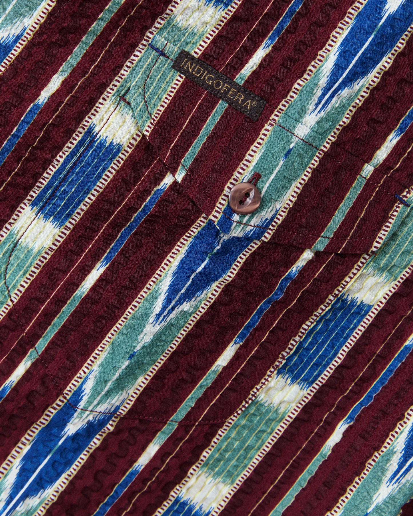 Indigofera Deville Printed Seersucker Wine/Ecru Shirt