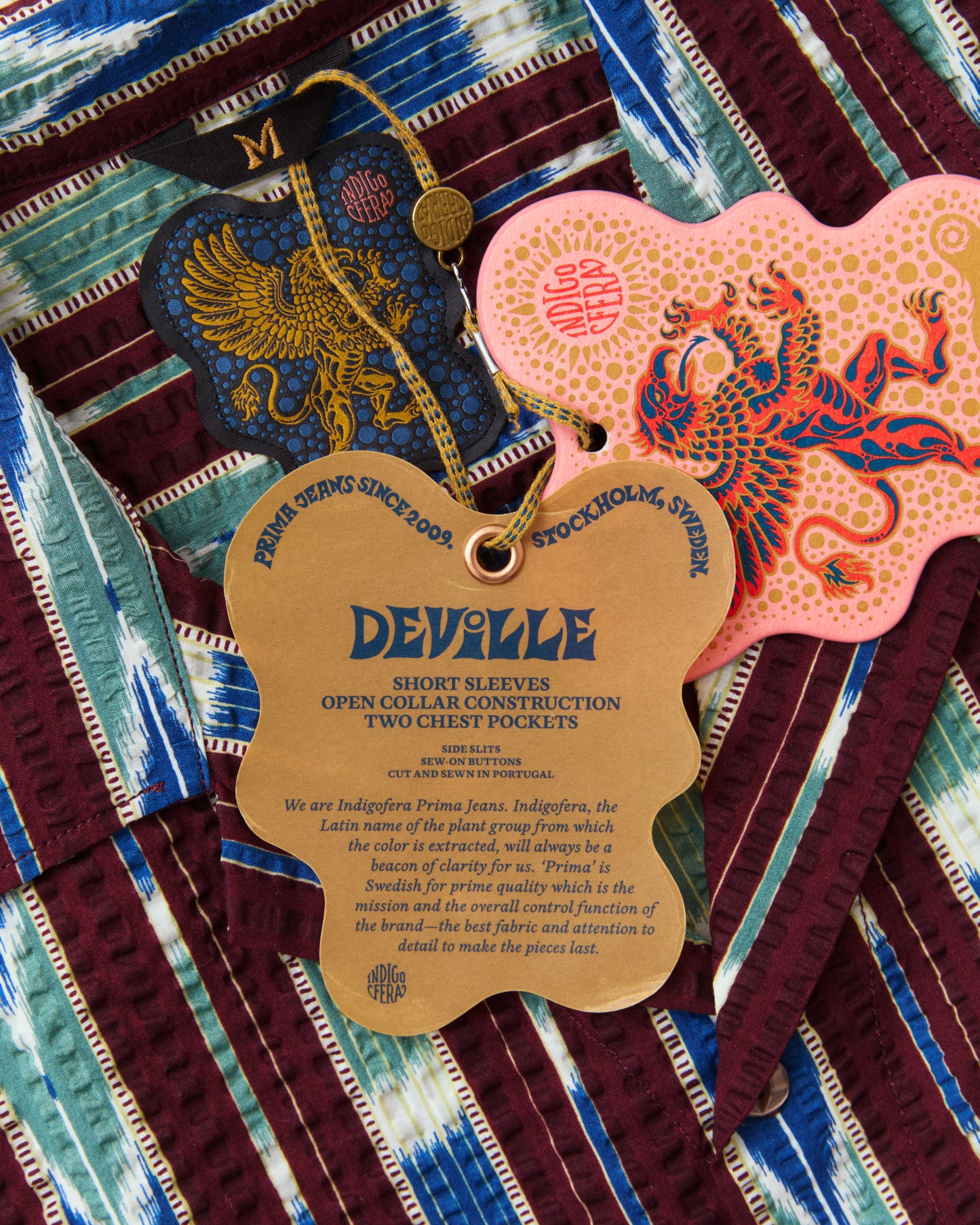 Indigofera Deville Printed Seersucker Wine/Ecru Shirt