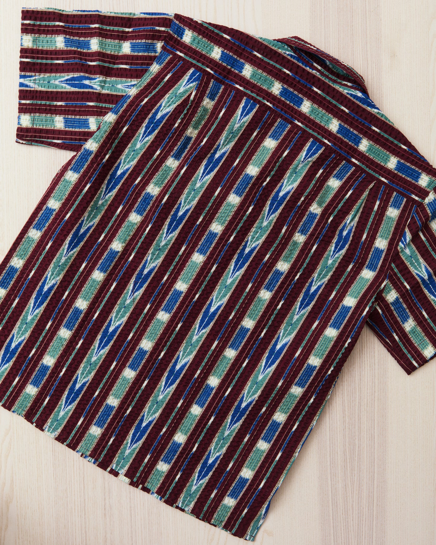 Indigofera Deville Printed Seersucker Wine/Ecru Shirt