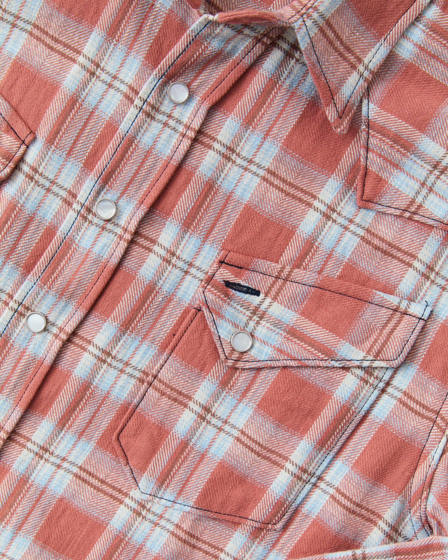 Sugar Cane & Co. SC29687 Washer Herringbone Check Western Shirt Red
