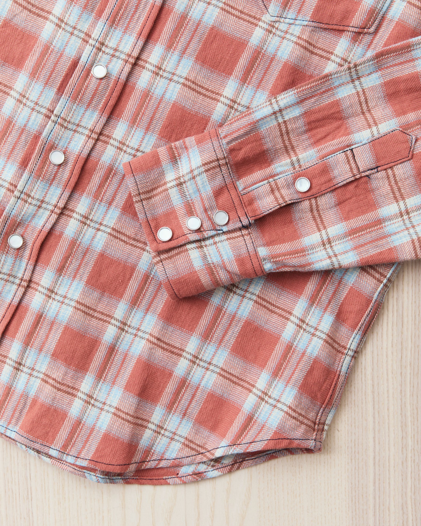 Sugar Cane & Co. SC29687 Washer Herringbone Check Western Shirt Red