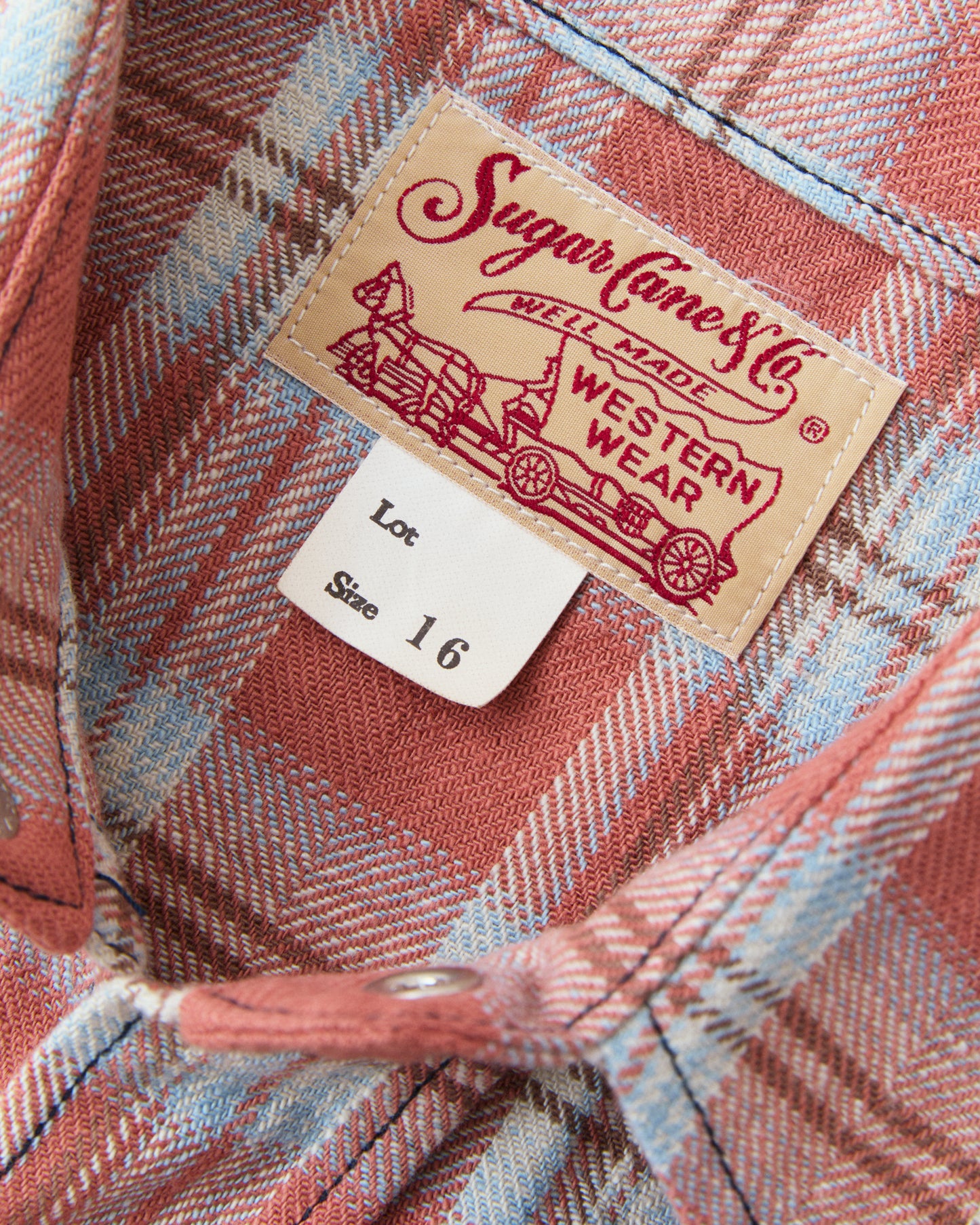 Sugar Cane & Co. SC29687 Washer Herringbone Check Western Shirt Red