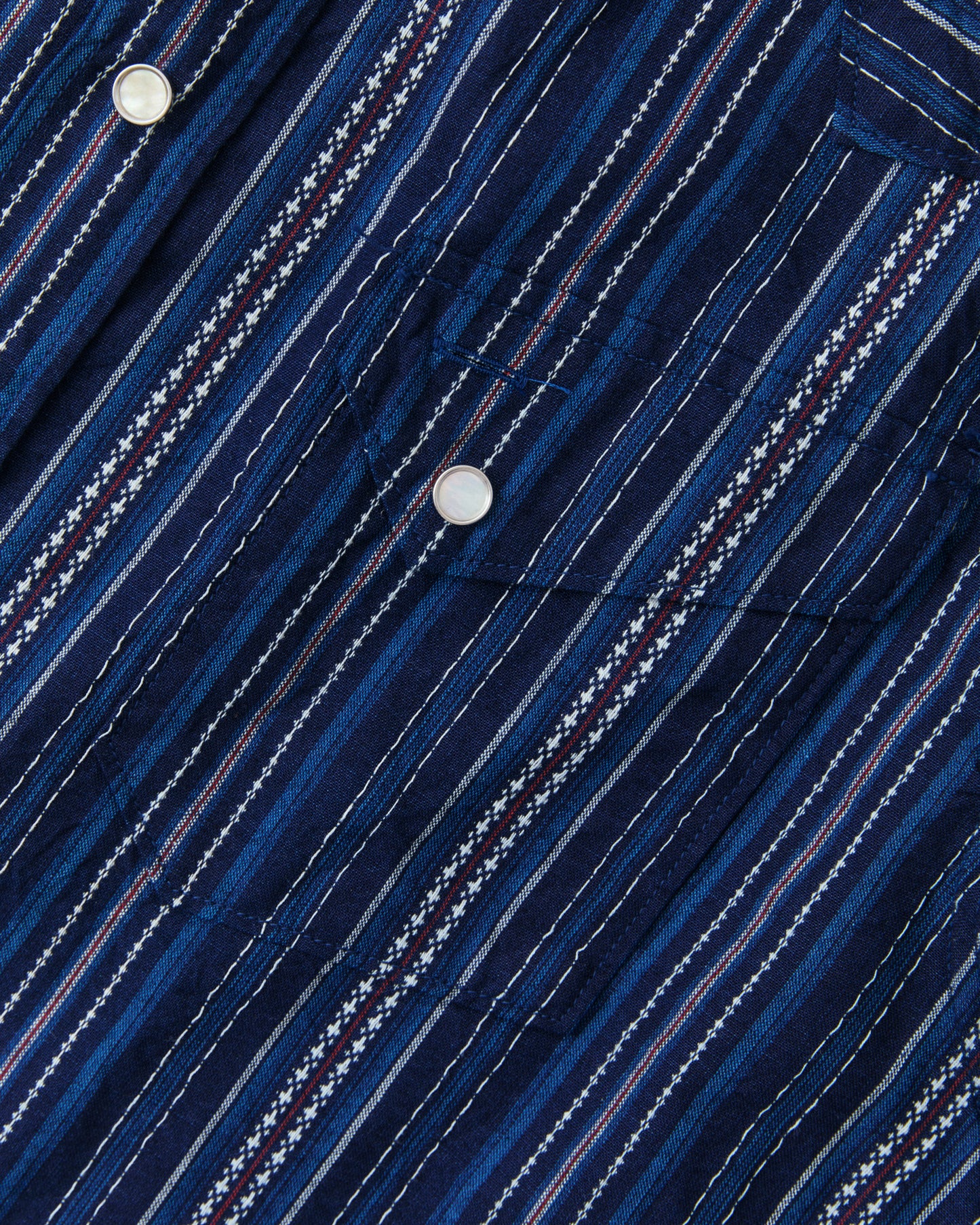 Sugar Cane & Co. Indigo Dobby Western Shirt Navy SC29685