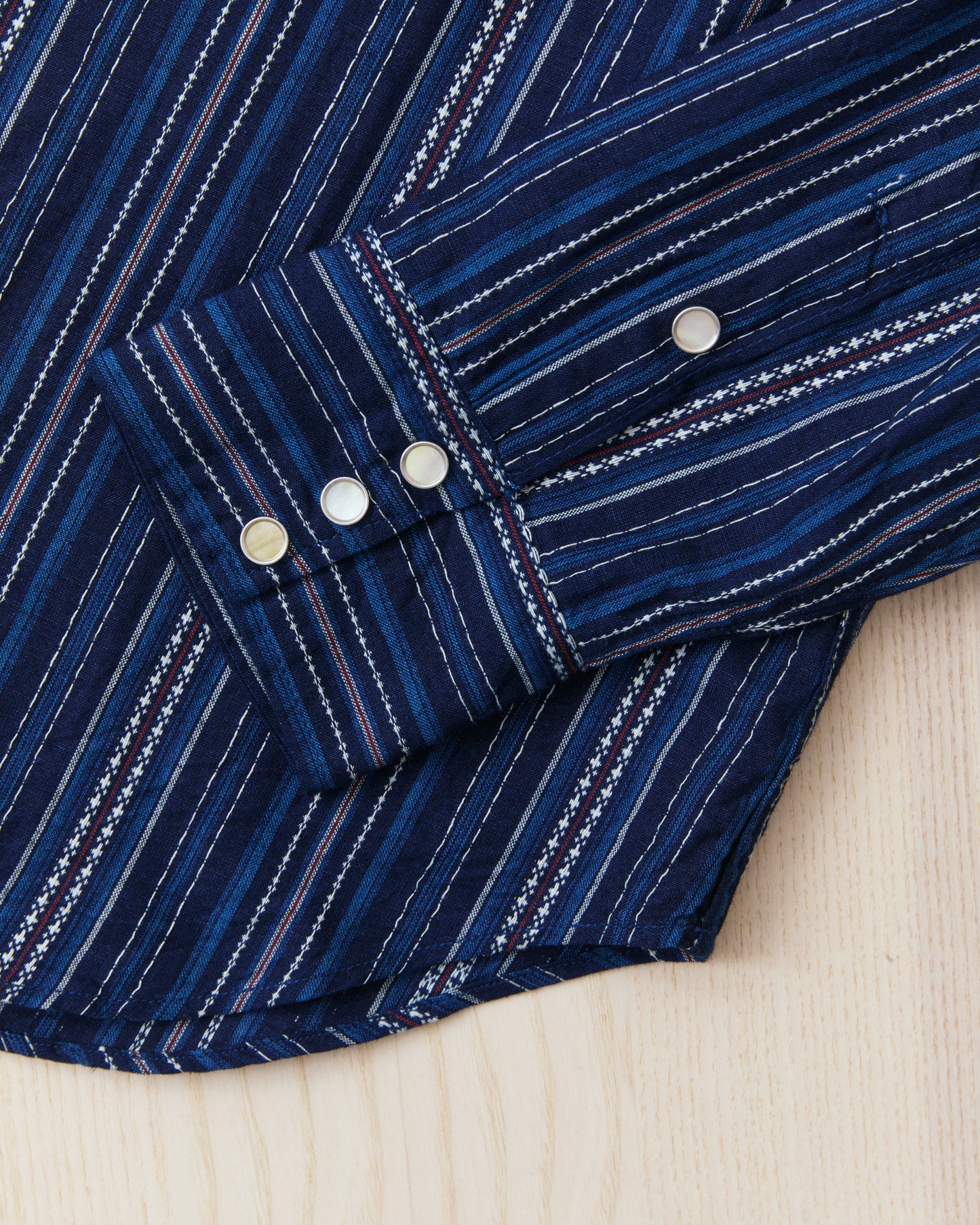 Sugar Cane & Co. Indigo Dobby Western Shirt Navy SC29685