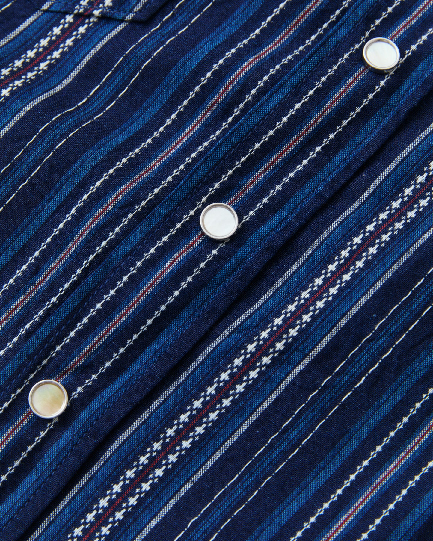 Sugar Cane & Co. Indigo Dobby Western Shirt Navy SC29685