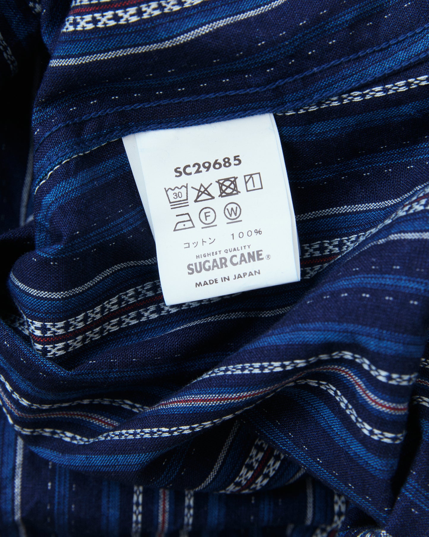 Sugar Cane & Co. Indigo Dobby Western Shirt Navy SC29685