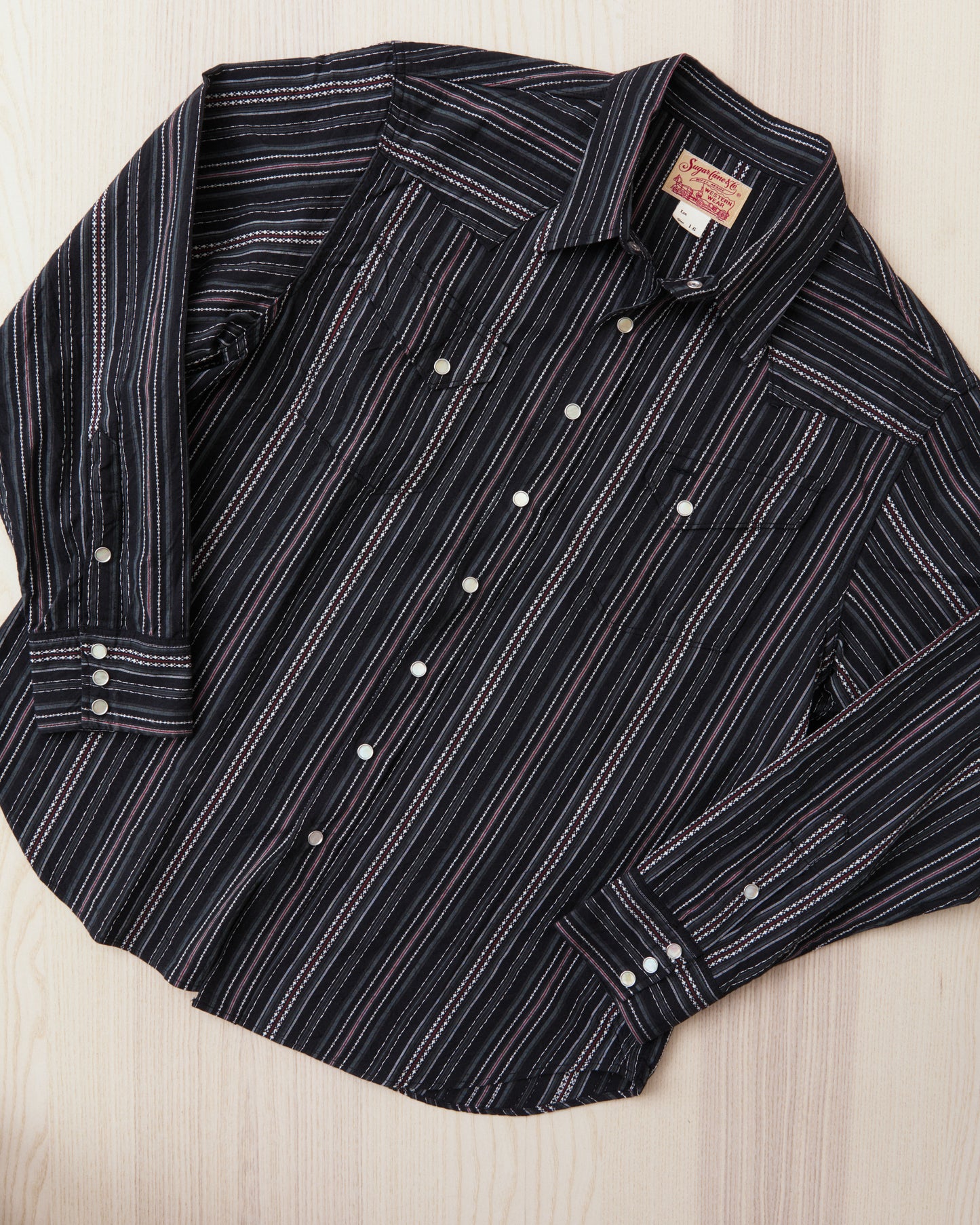 Sugar Cane & Co. Indigo Dobby Western Shirt Black SC29685