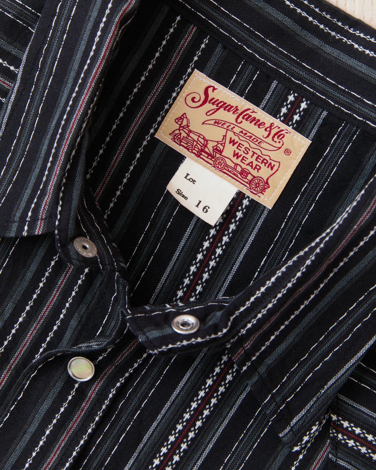 Sugar Cane & Co. Indigo Dobby Western Shirt Black SC29685